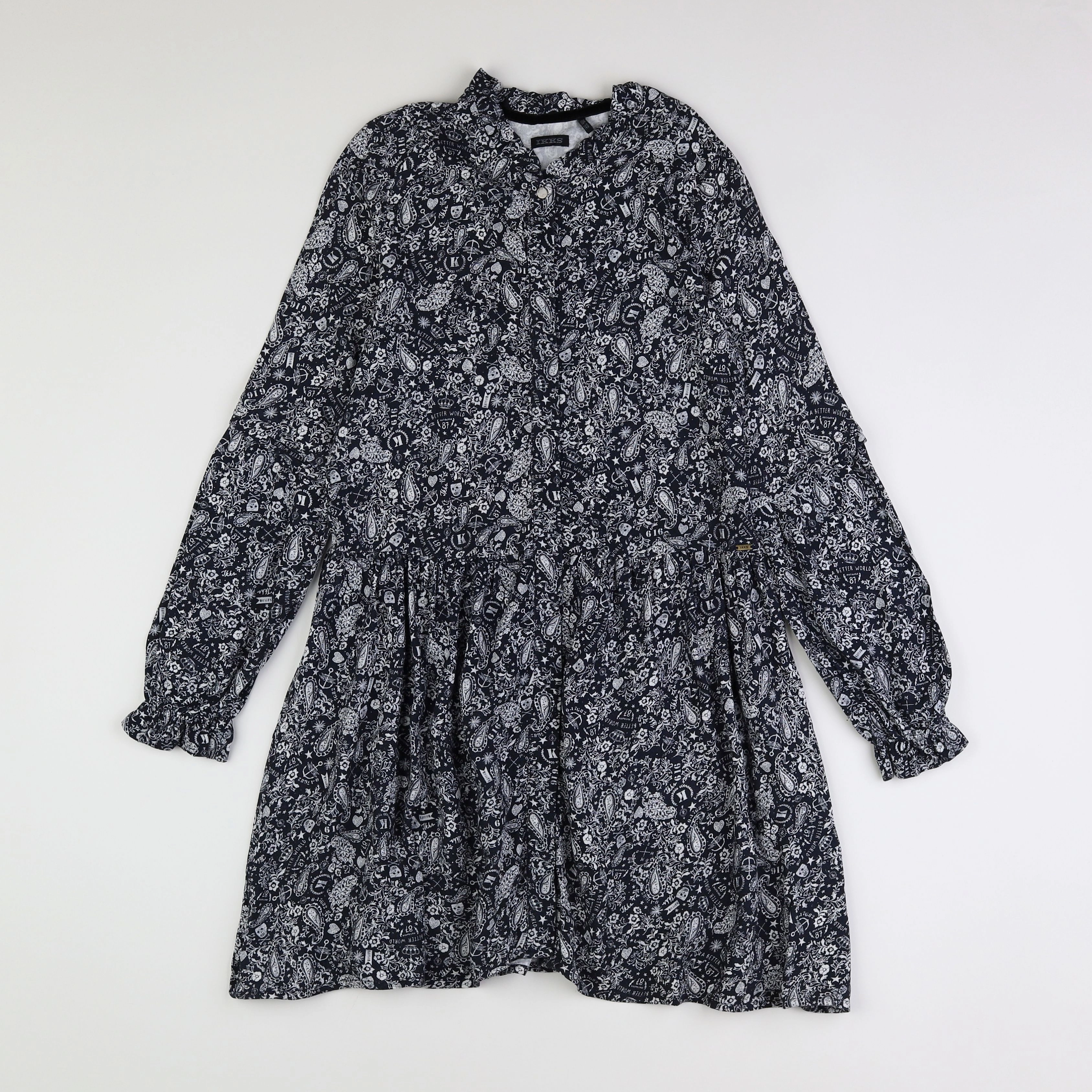 IKKS - robe blanc, noir - 10 ans