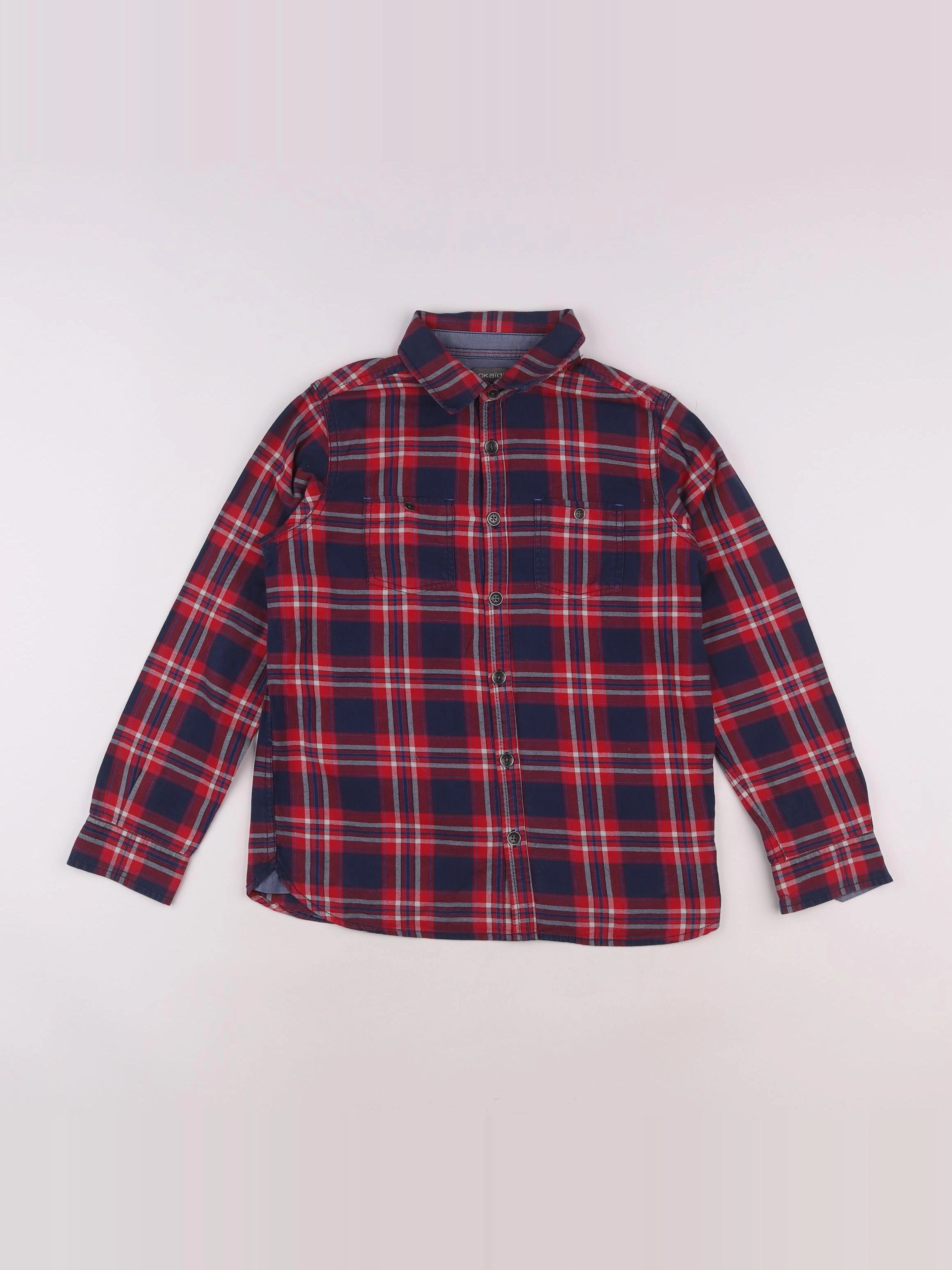 Okaidi - chemise bleu, rouge - 10 ans