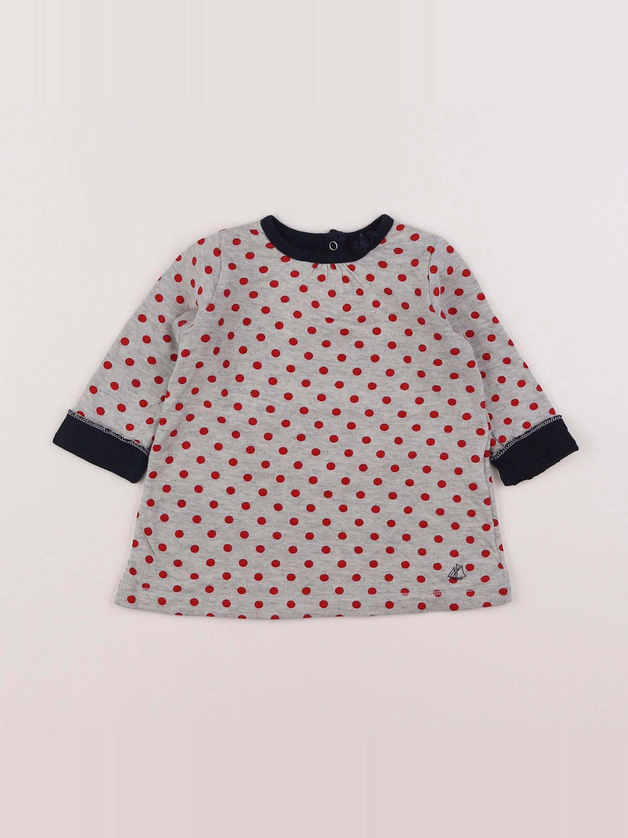 Petit Bateau - robe gris - 6 mois