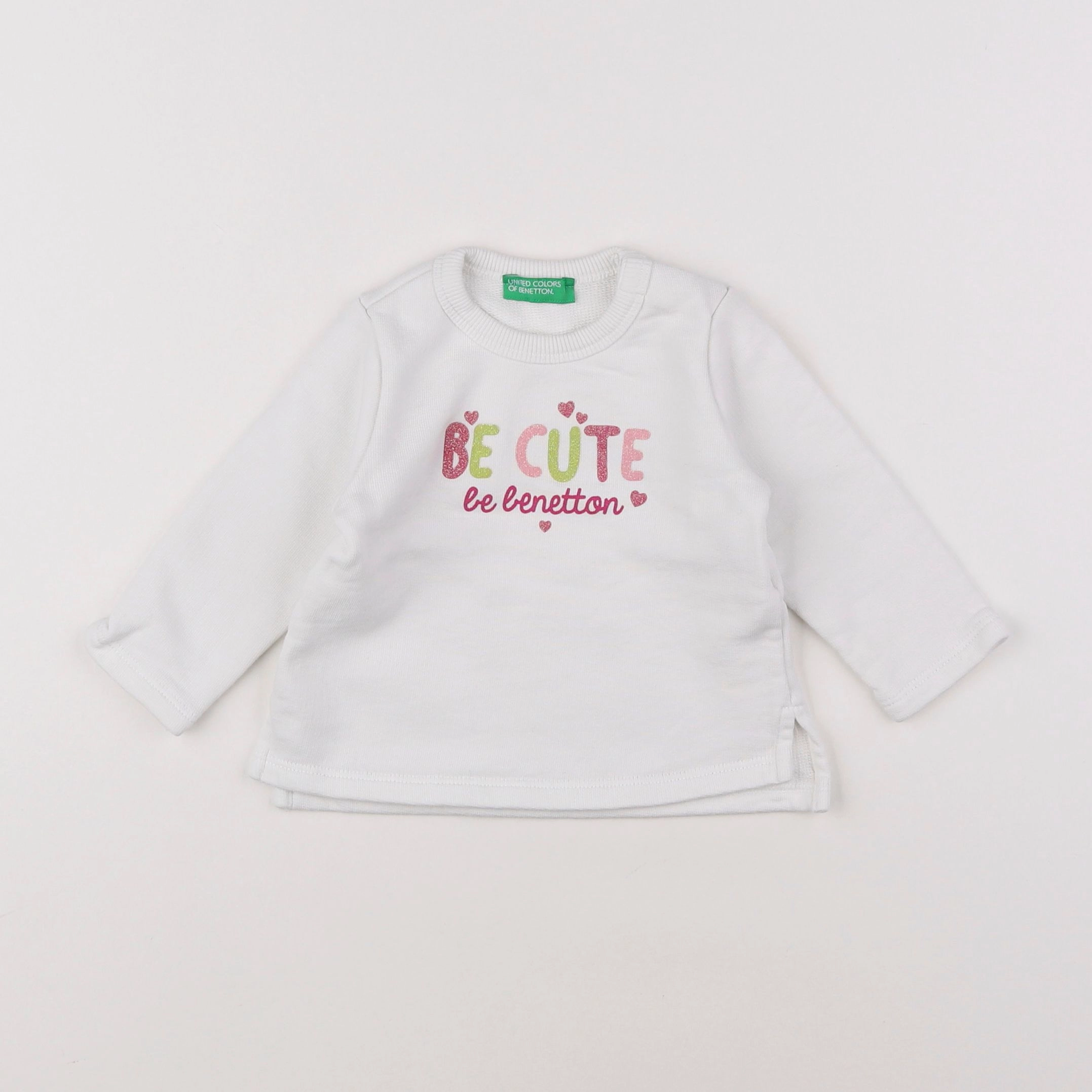 Benetton - sweat blanc - 6/9 mois