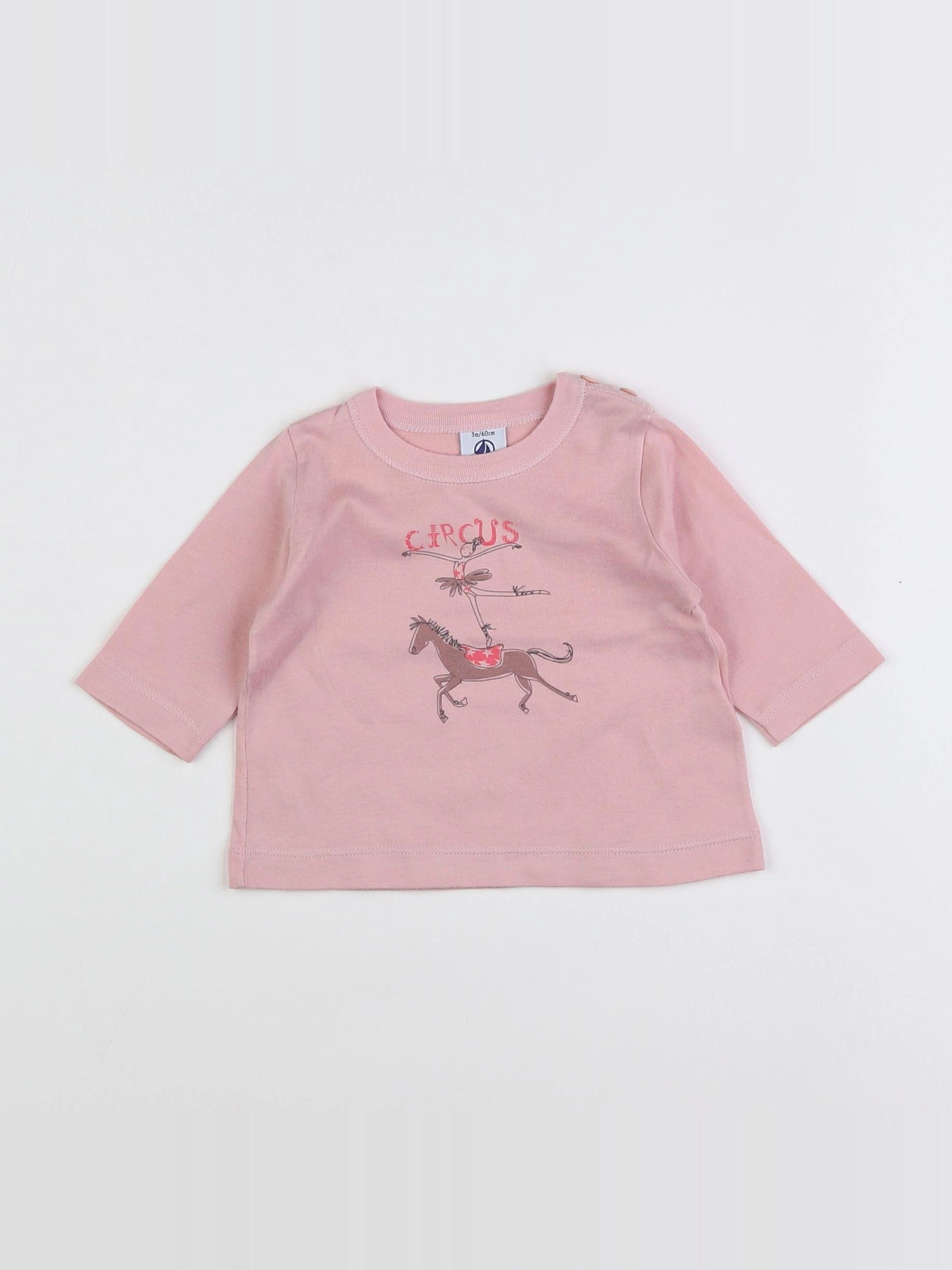 Petit Bateau - tee-shirt rose - 3 mois