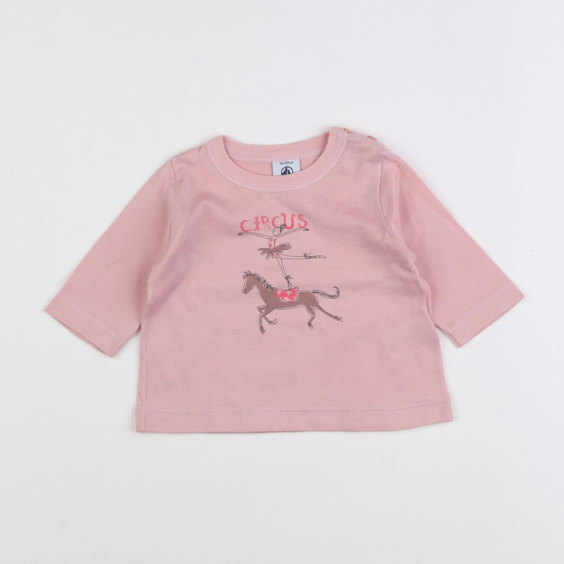 Petit Bateau - tee-shirt rose - 3 mois