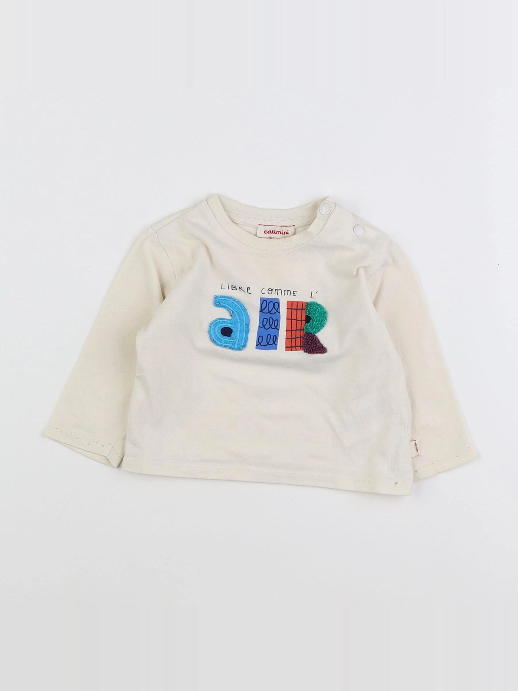 Catimini - tee-shirt beige - 12 mois