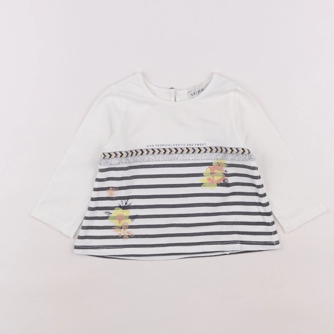 IKKS - tee-shirt bleu, blanc - 12 mois