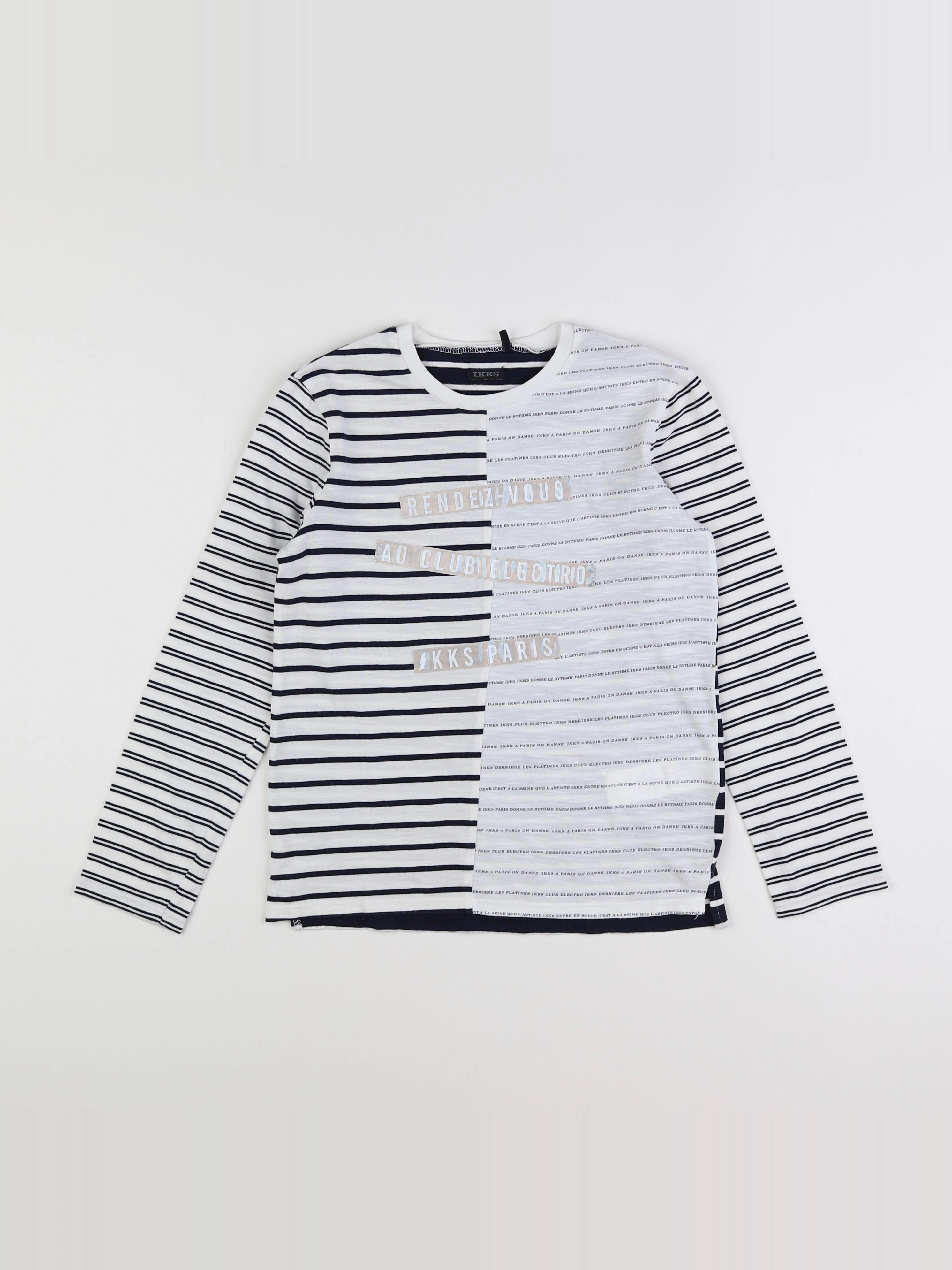 IKKS - tee-shirt bleu, blanc - 10 ans