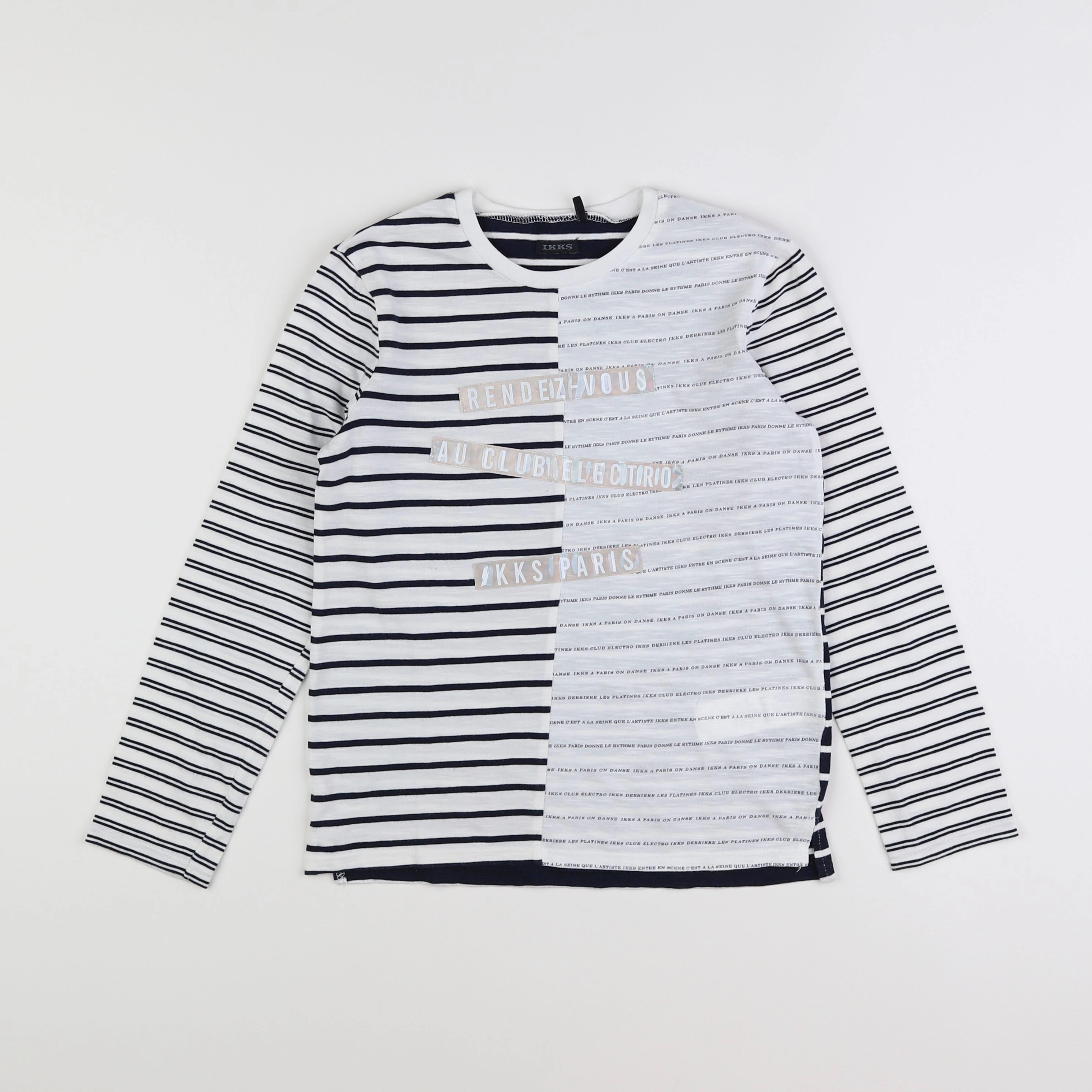 IKKS - tee-shirt bleu, blanc - 10 ans