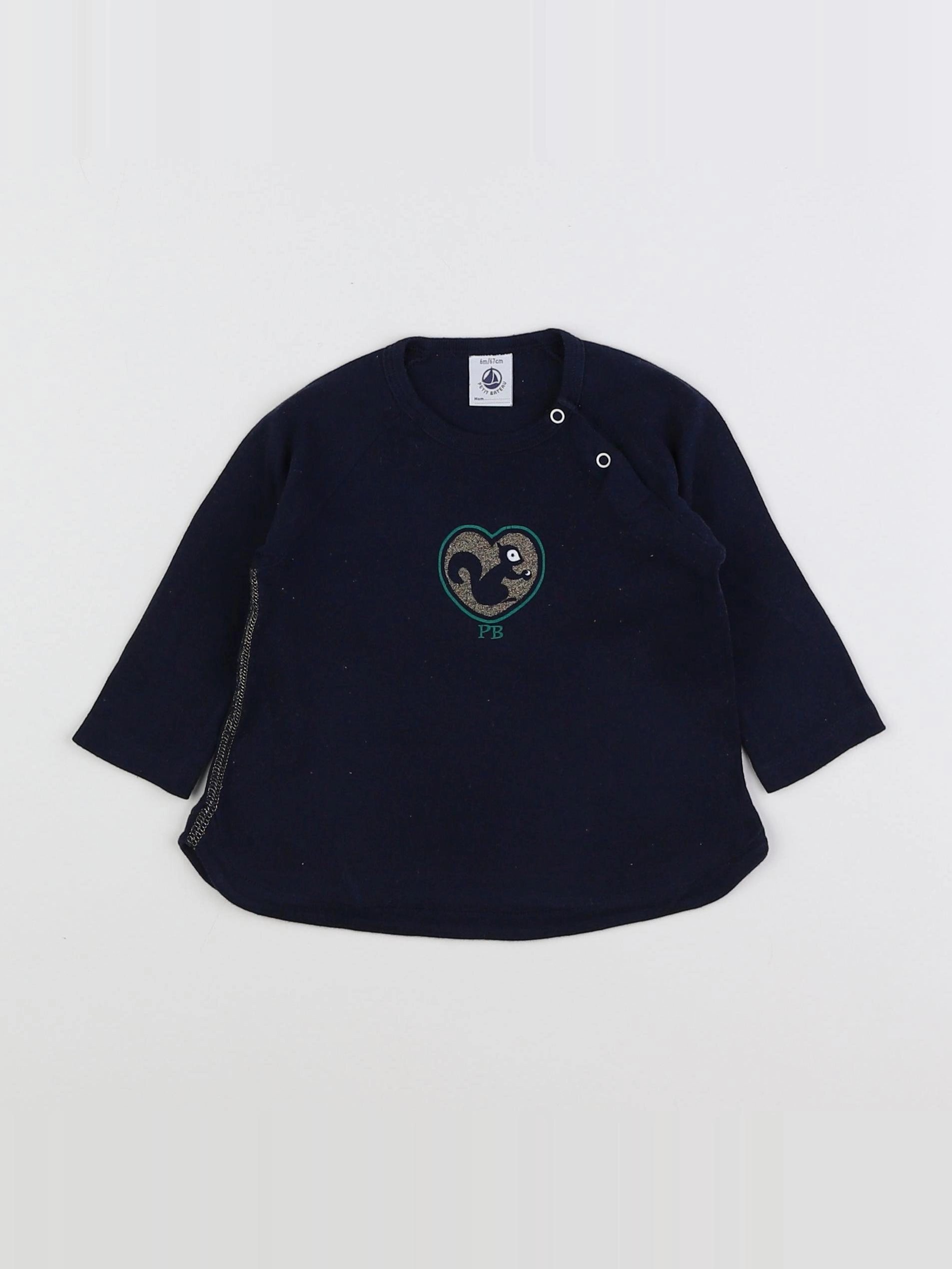 Petit Bateau - tee-shirt bleu - 6 mois