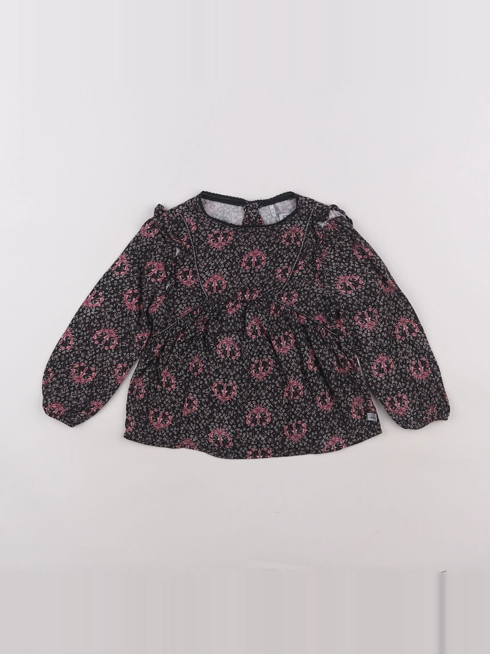 IKKS - blouse noir, rose - 2 ans