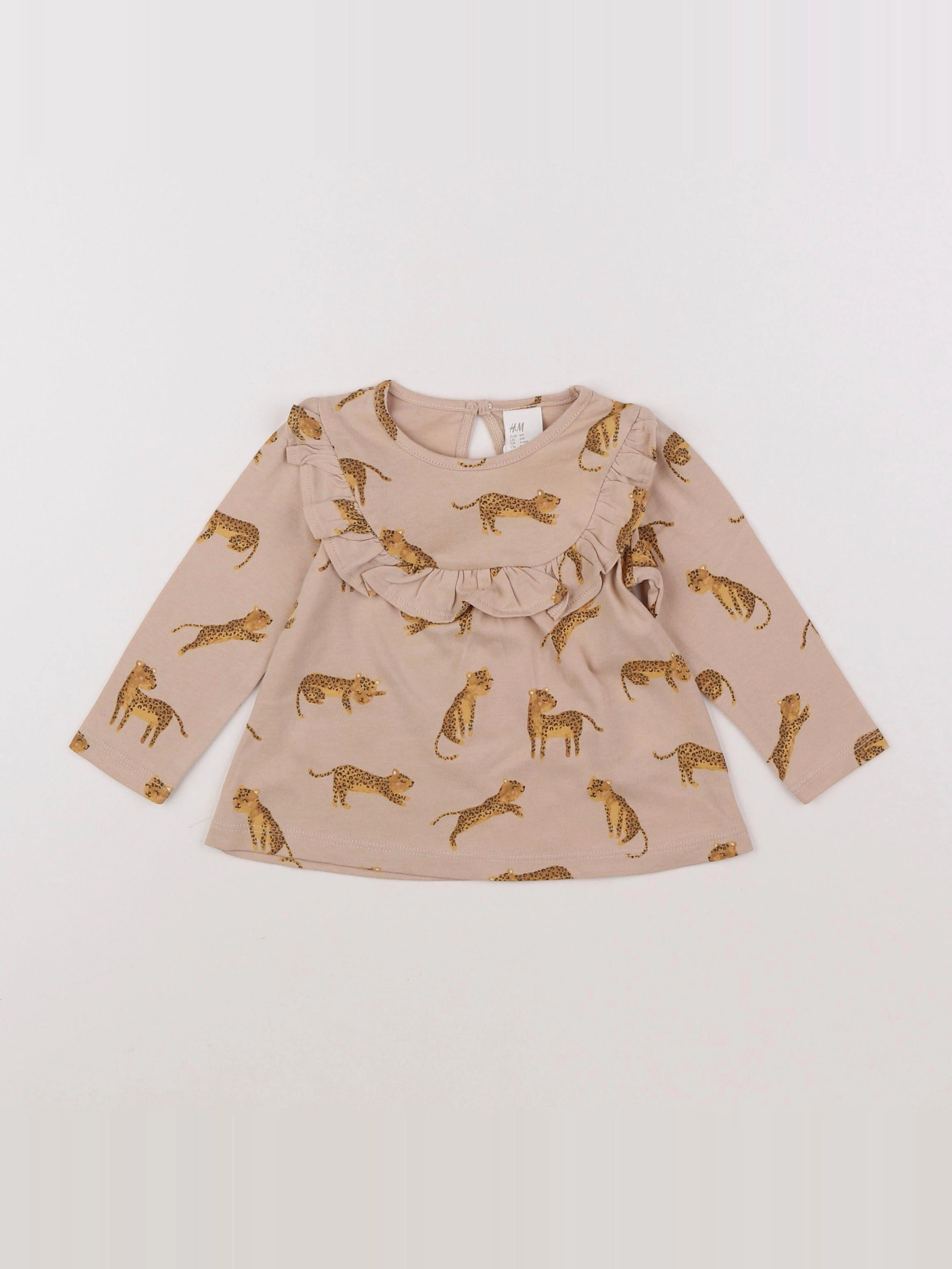 H&M - tee-shirt marron - 4/6 mois