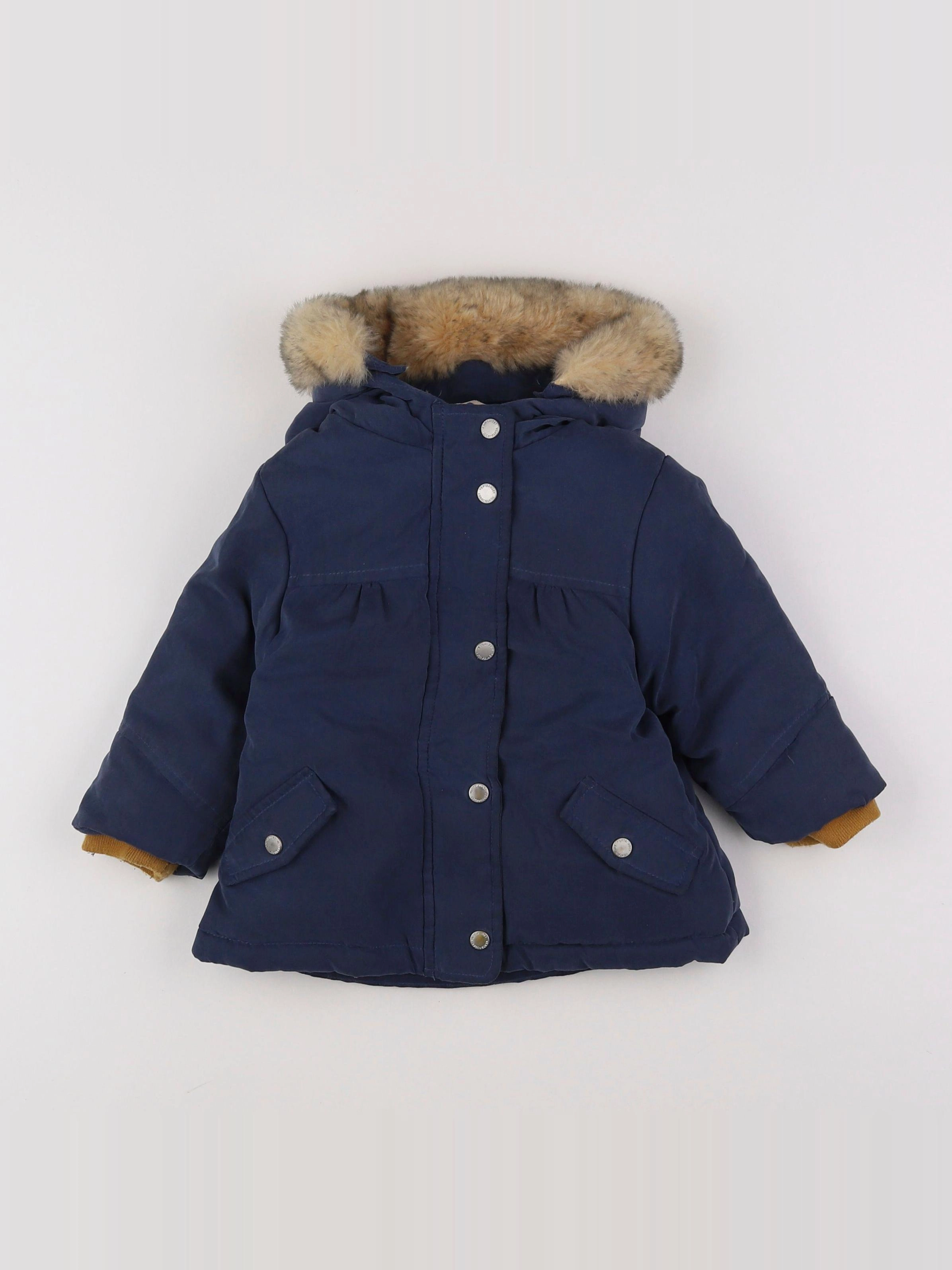 Vertbaudet - manteau doublure amovible bleu - 12 mois