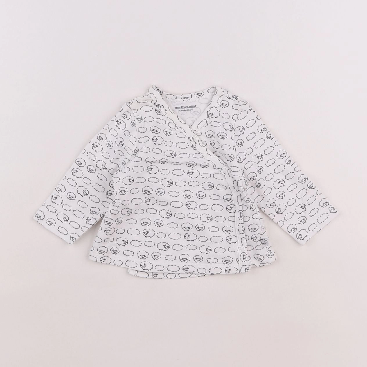 Vertbaudet - tee-shirt noir, blanc - 3 mois