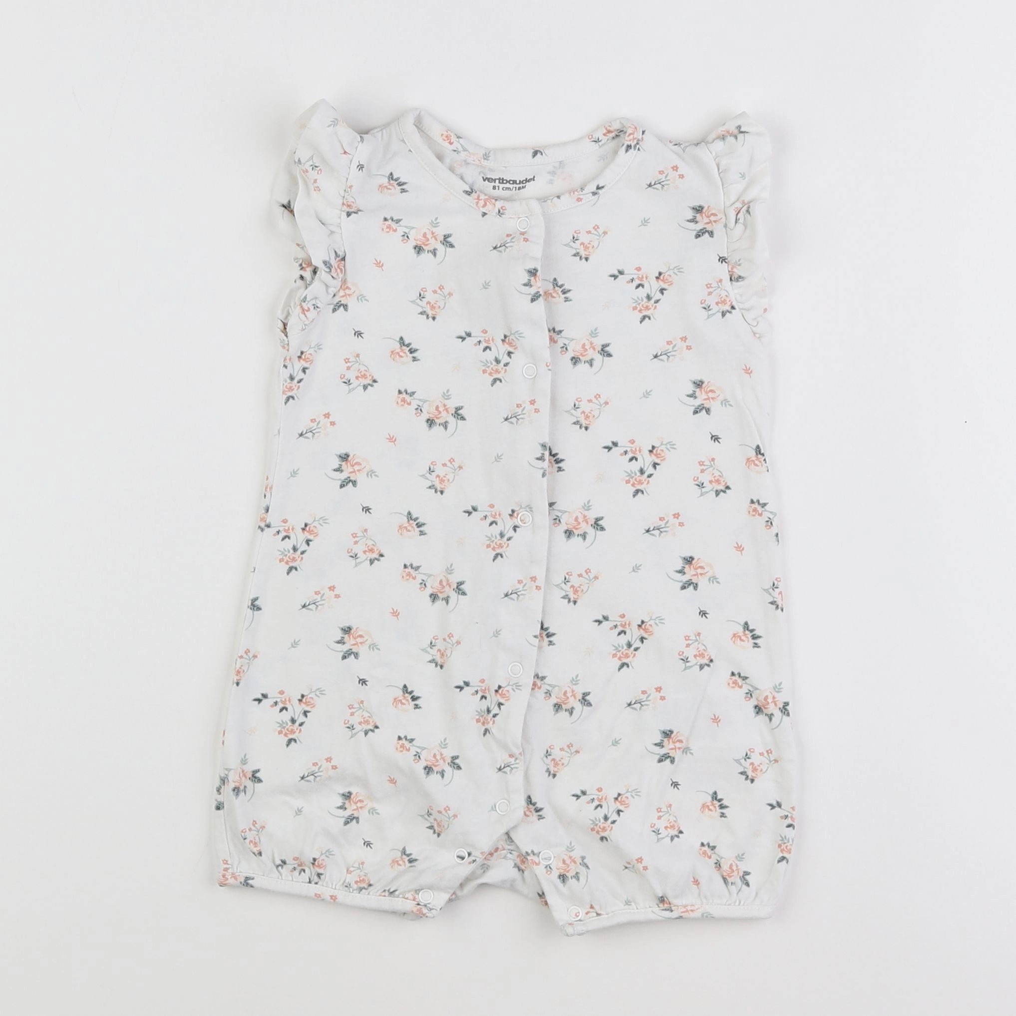 Vertbaudet - pyjama coton rose, blanc - 18 mois