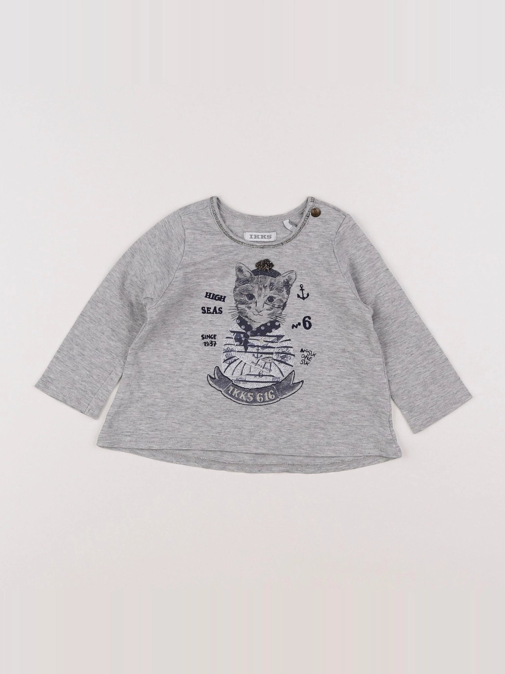 IKKS - tee-shirt gris - 6 mois
