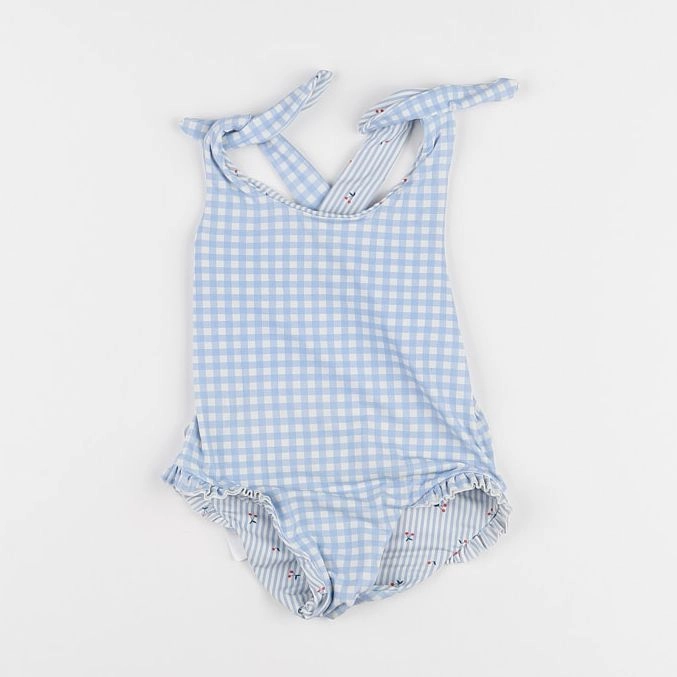 Vertbaudet - maillot de bain réversible bleu, blanc - 2 ans