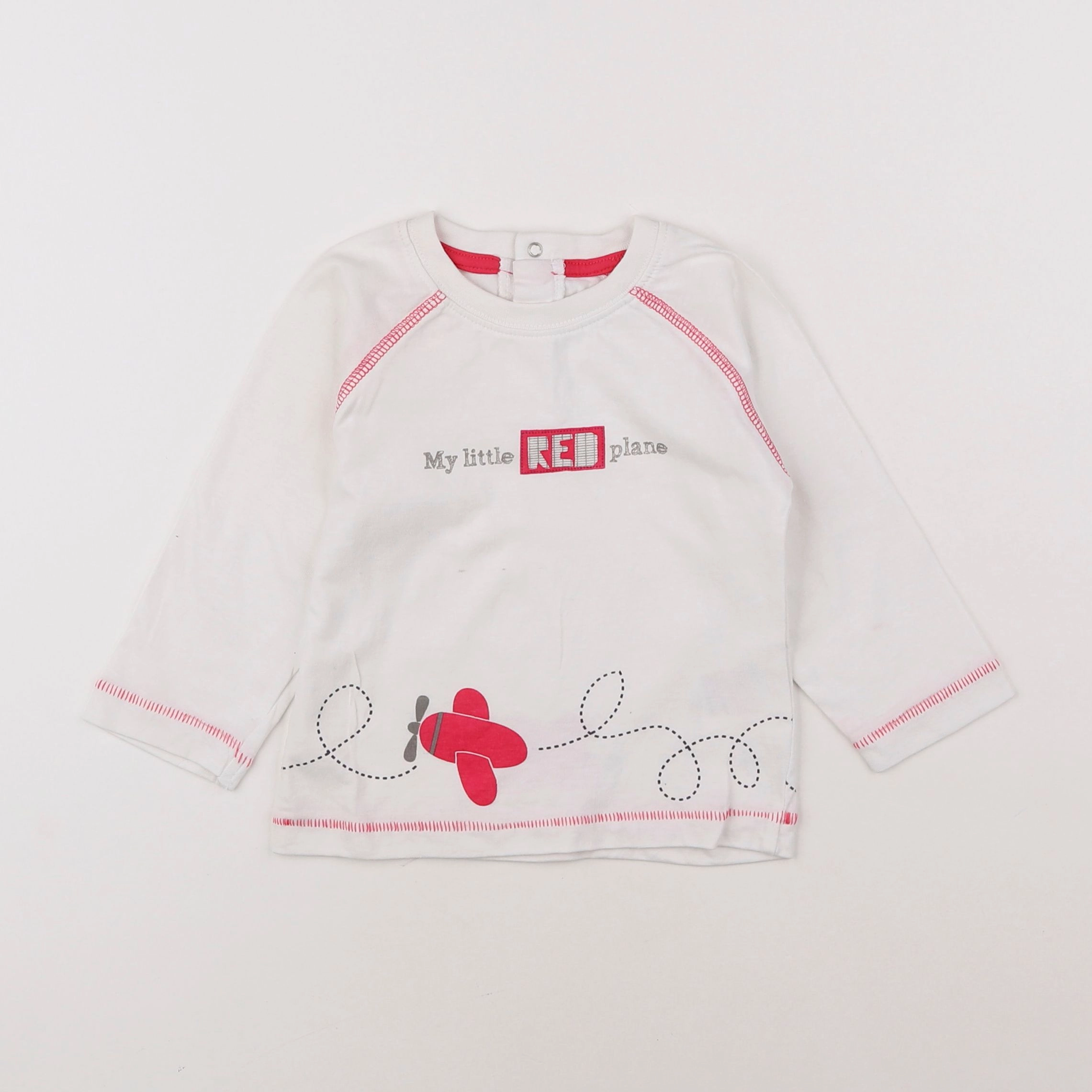 Vertbaudet - tee-shirt blanc, rose - 12 mois