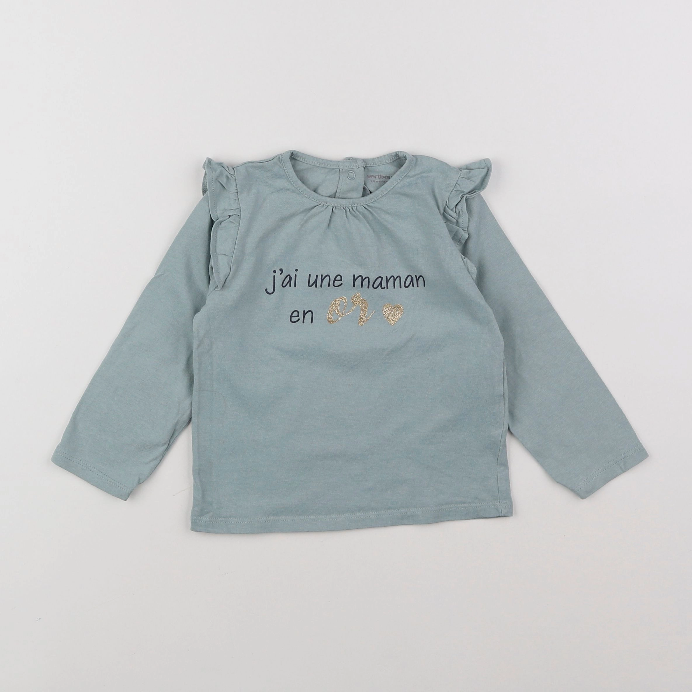 Vertbaudet - tee-shirt bleu, or - 2 ans