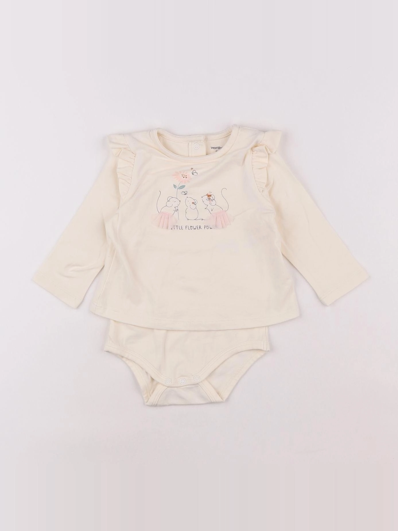 Vertbaudet - body tee-shirt beige - 6 mois