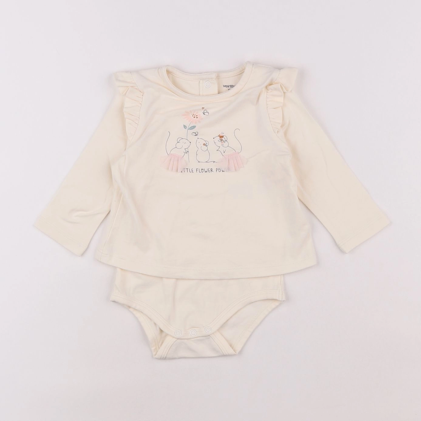 Vertbaudet - body tee-shirt beige - 6 mois