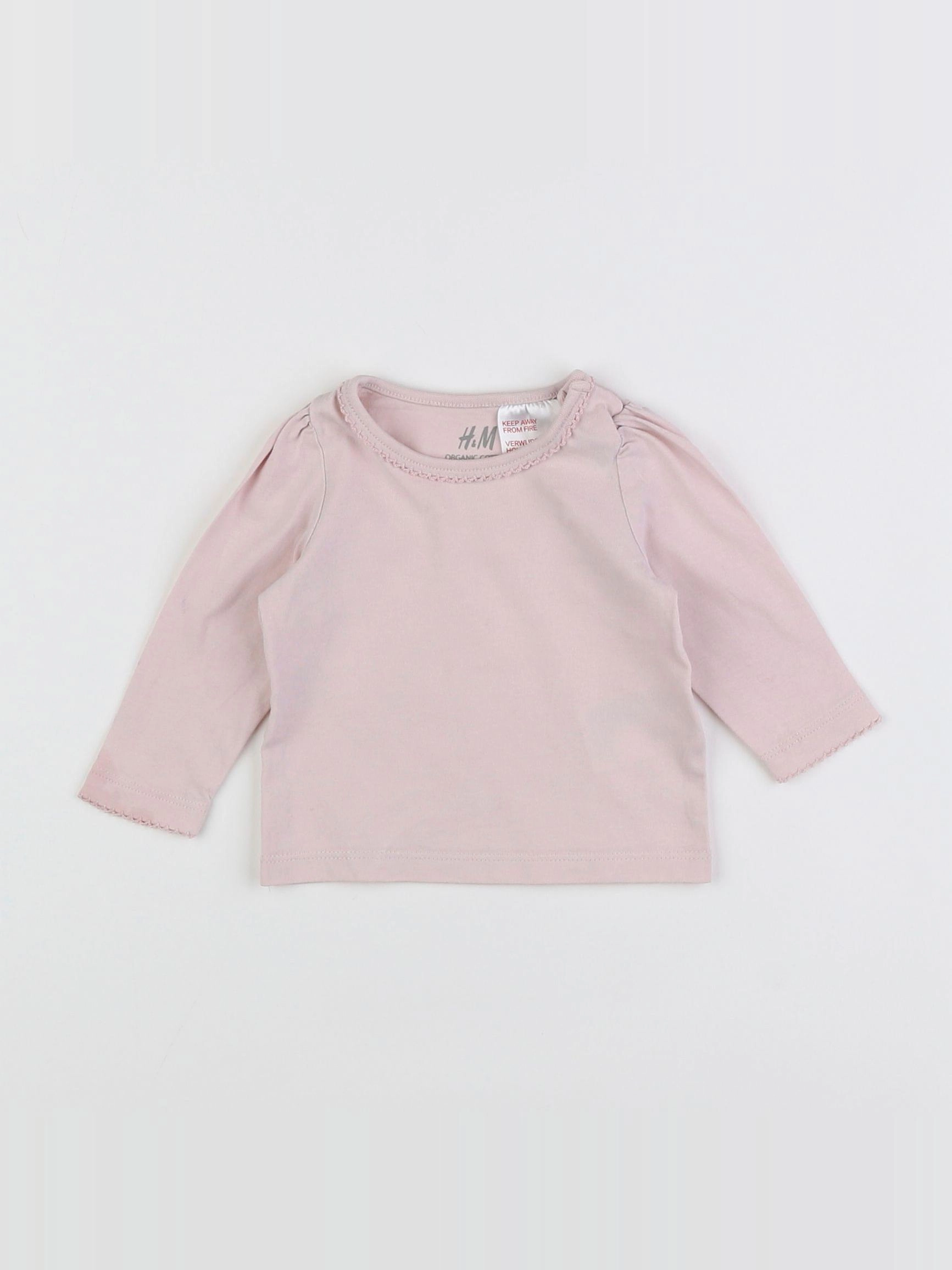 H&M - tee-shirt rose - 1/3 mois