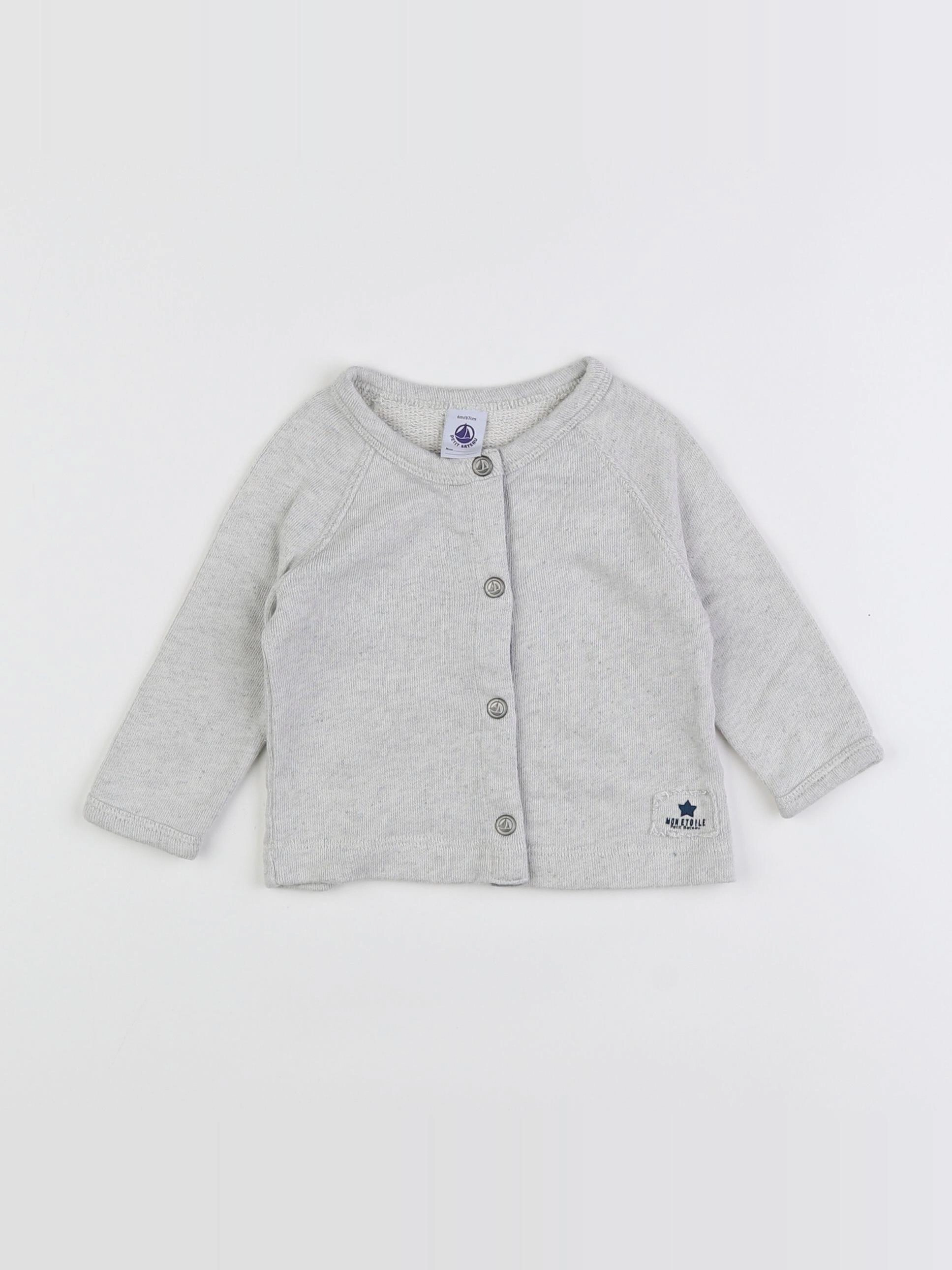 Petit Bateau - sweat gris - 6 mois