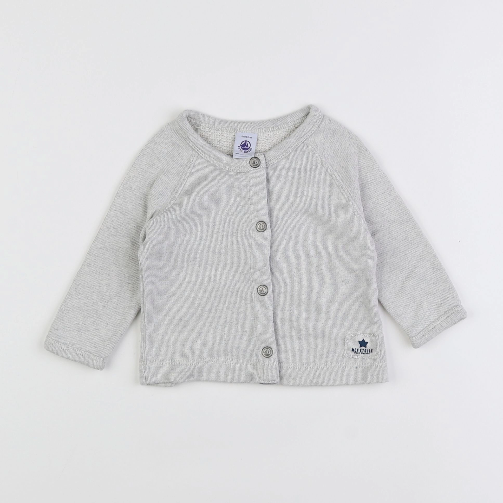 Petit Bateau - sweat gris - 6 mois