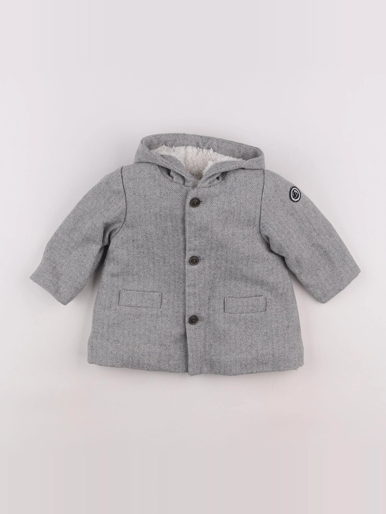 Petit Bateau - veste doublé gris - 6 mois