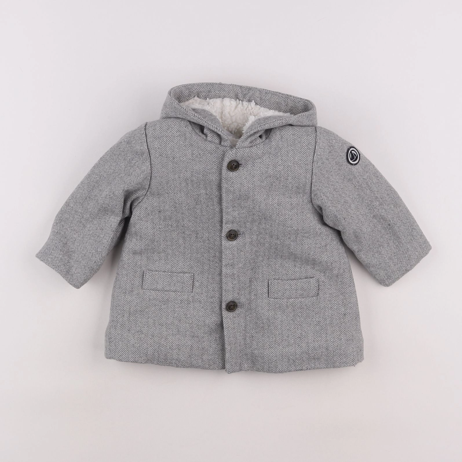 Petit Bateau - veste doublé gris - 6 mois