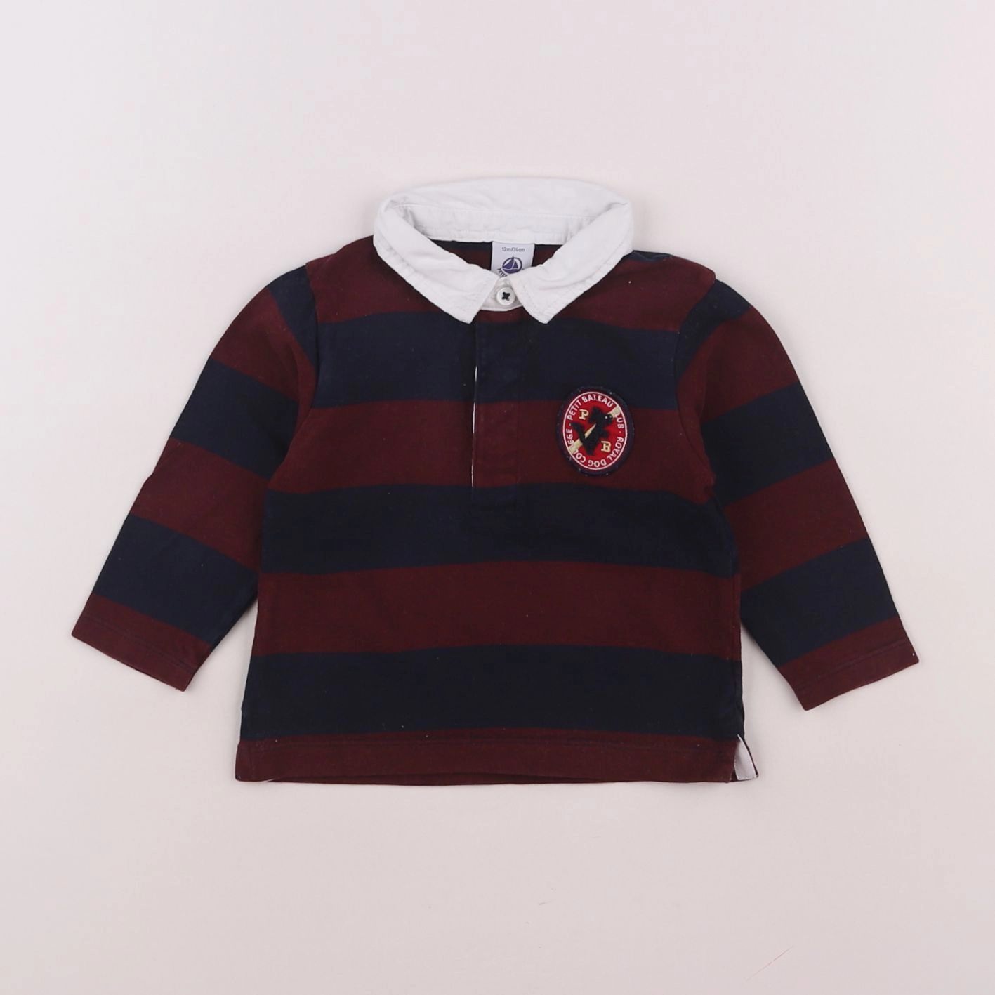 Petit Bateau - polo rouge, bleu - 12 mois