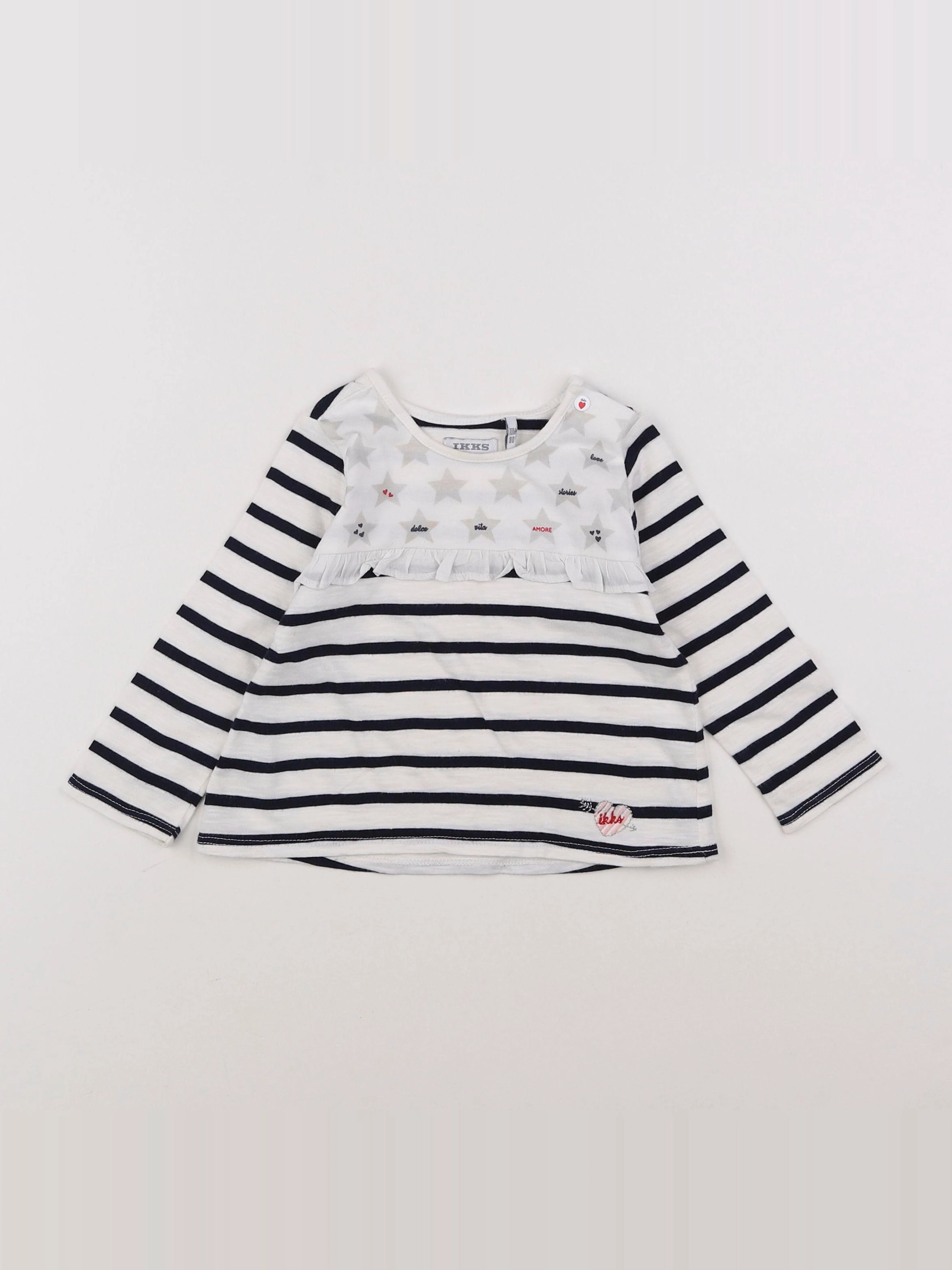 IKKS - tee-shirt bleu, blanc - 18 mois