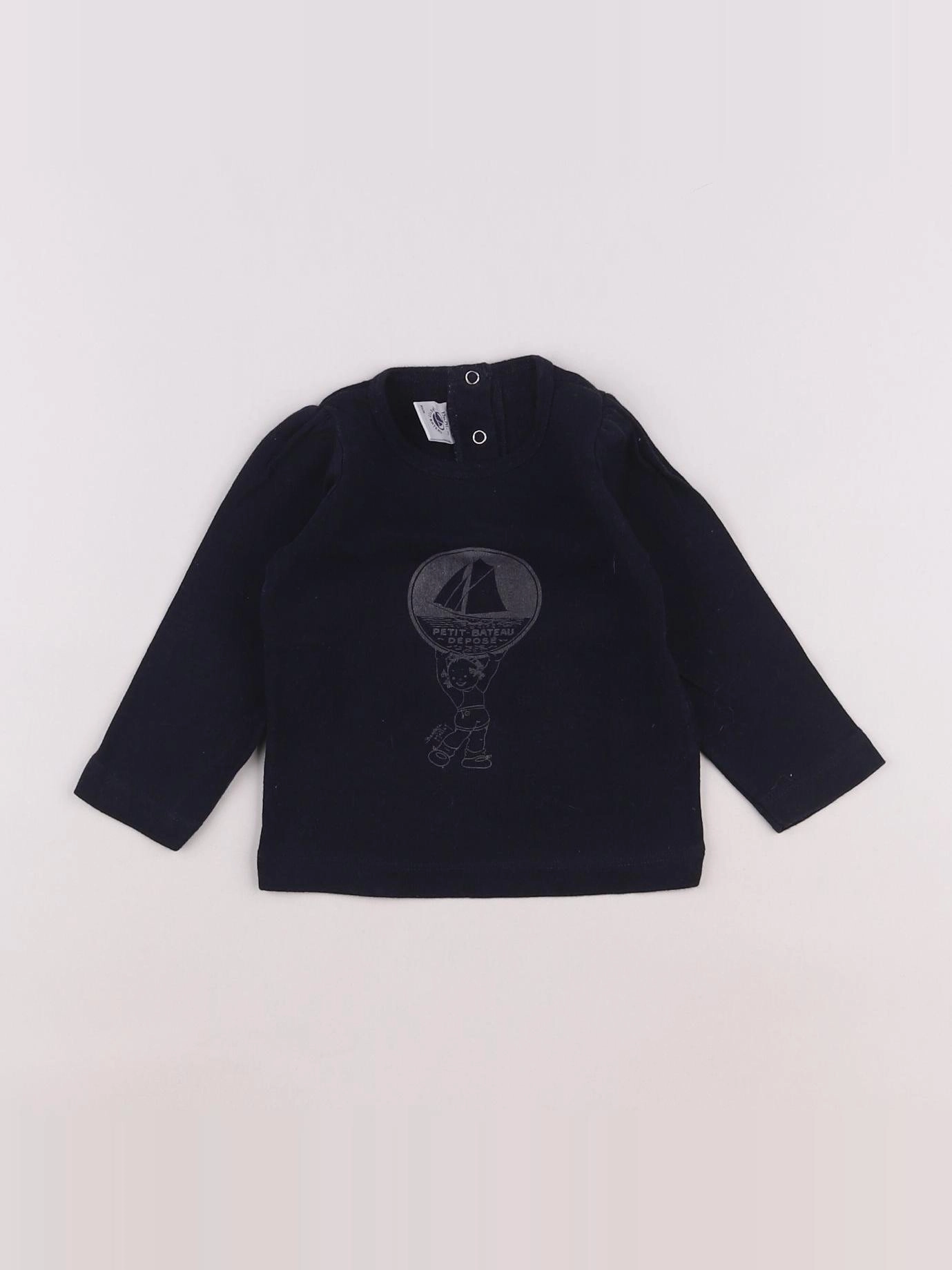 Petit Bateau - tee-shirt bleu - 12 mois