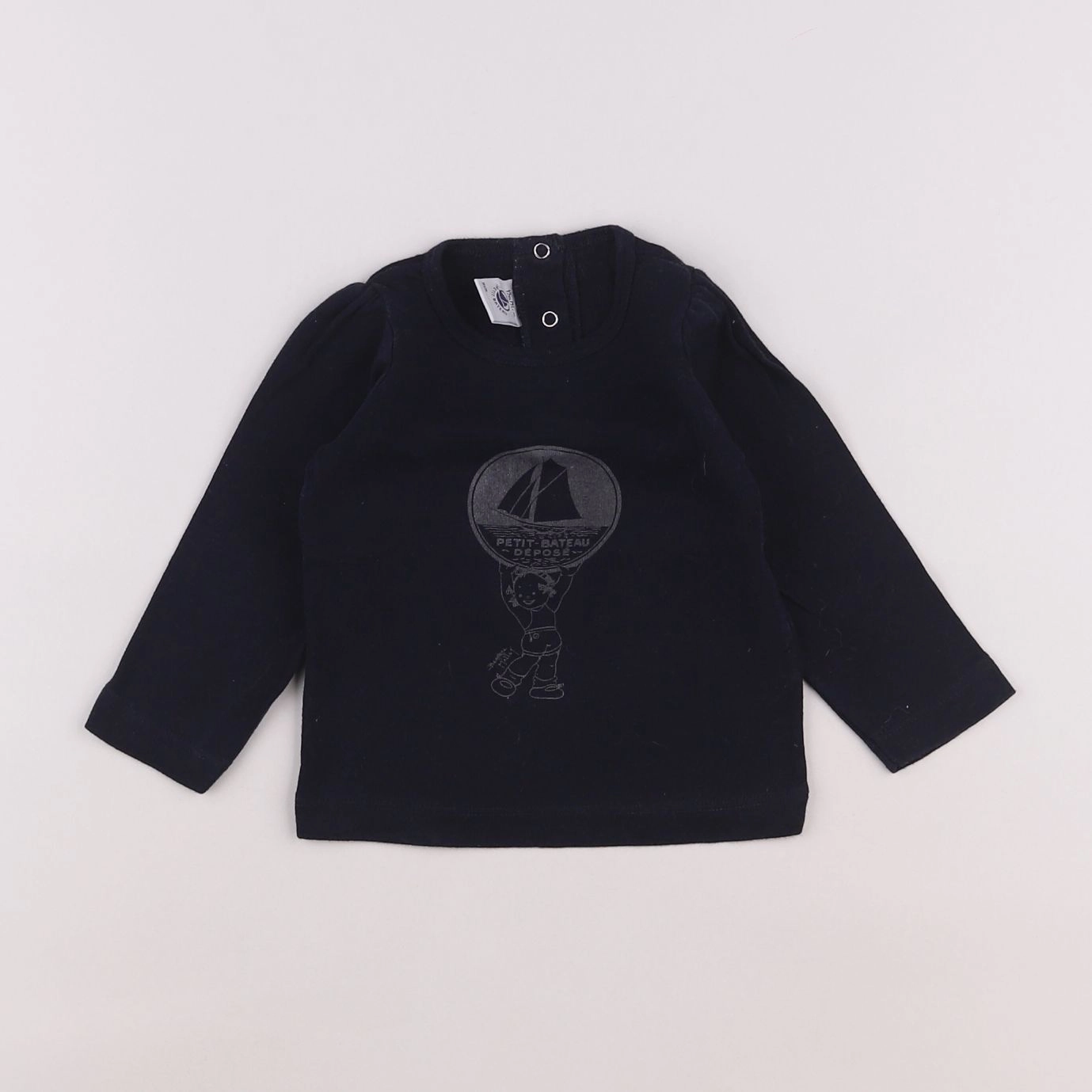 Petit Bateau - tee-shirt bleu - 12 mois