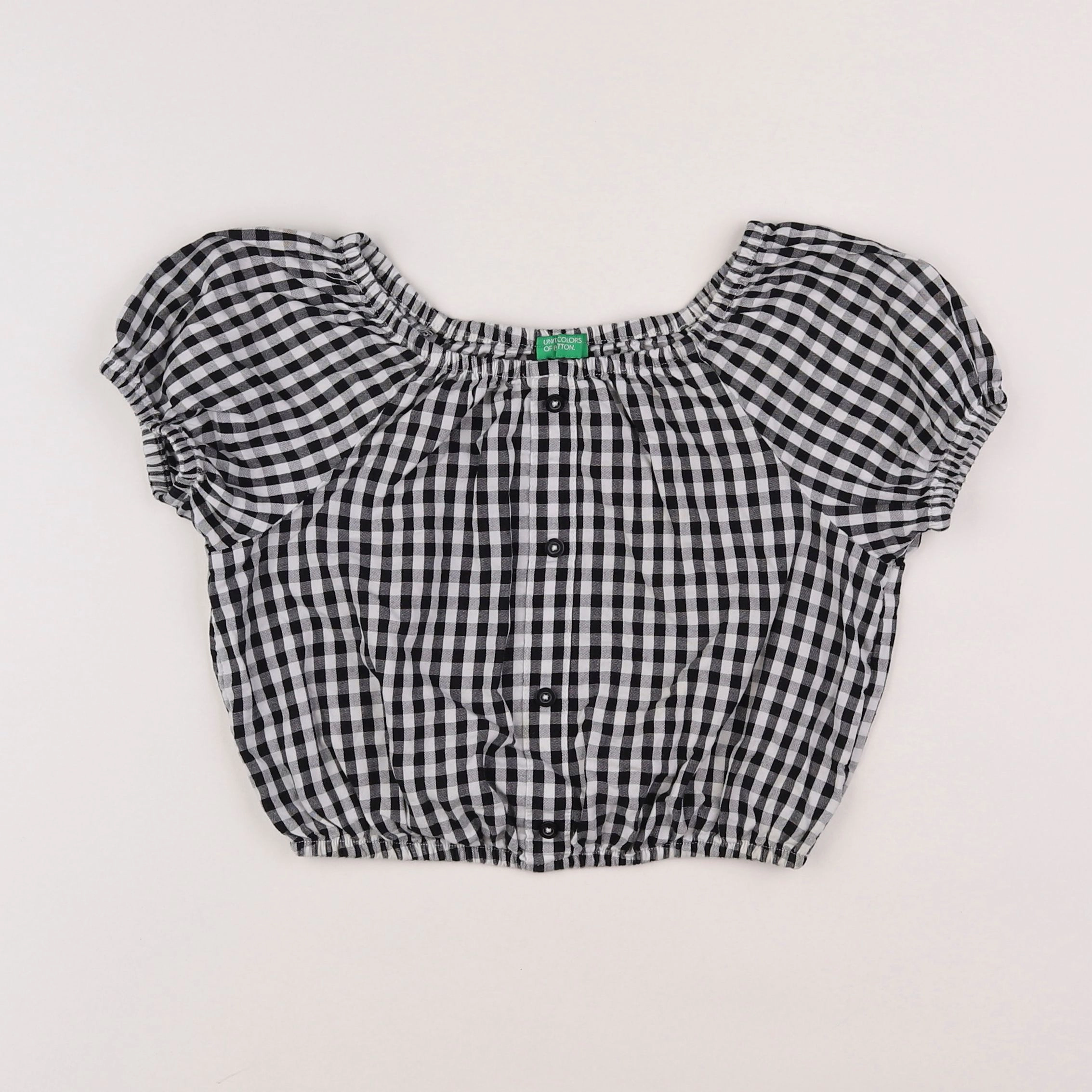 Benetton - blouse noir, blanc - 7/8 ans