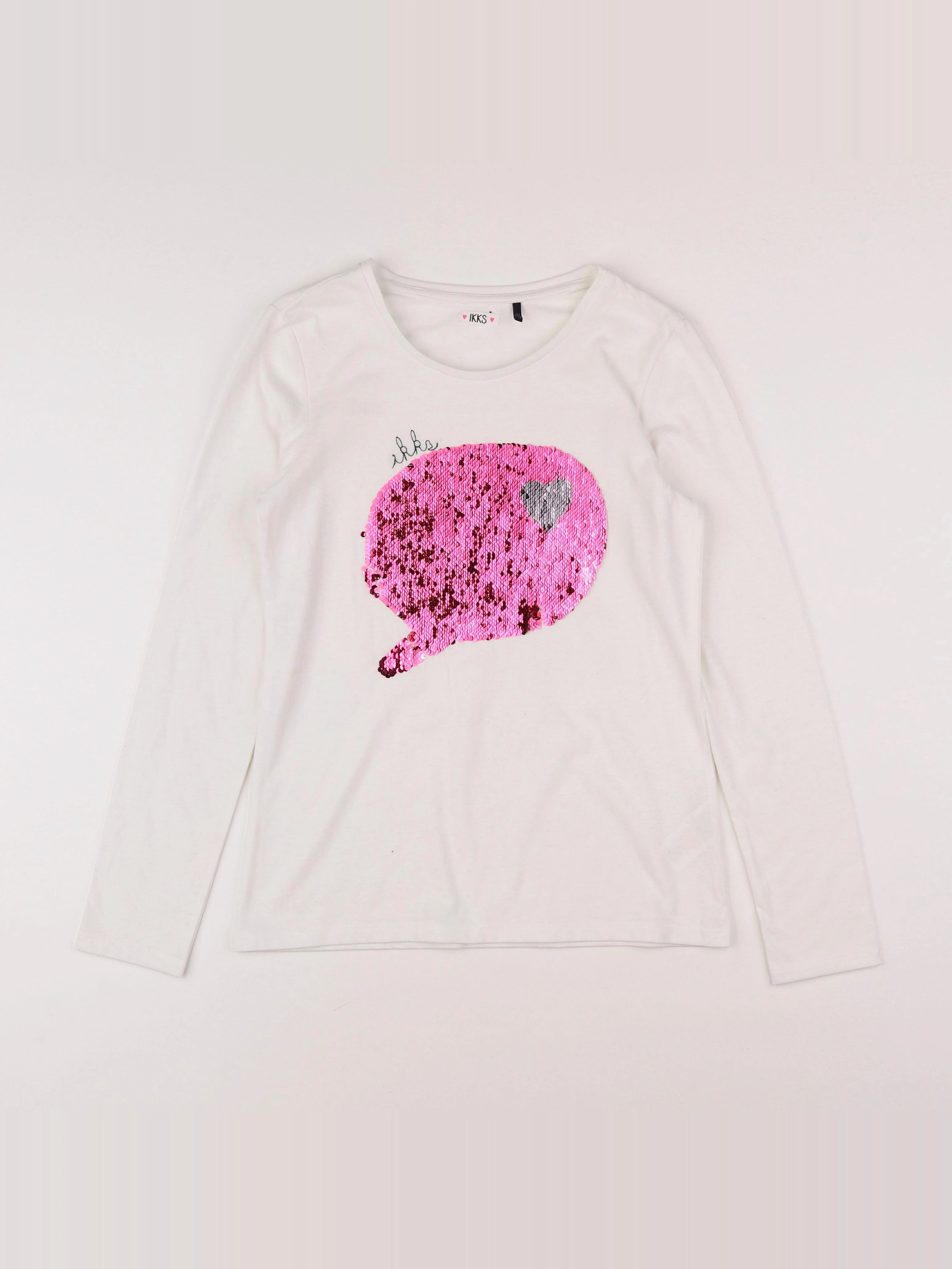 IKKS - tee-shirt blanc, rose - 12 ans