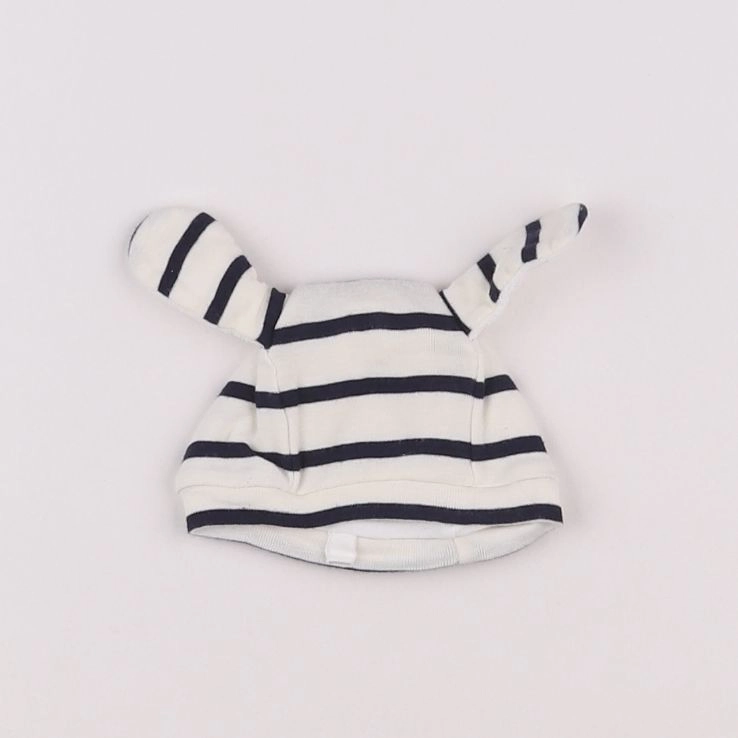 Petit Bateau - bonnet blanc, bleu - 1 mois