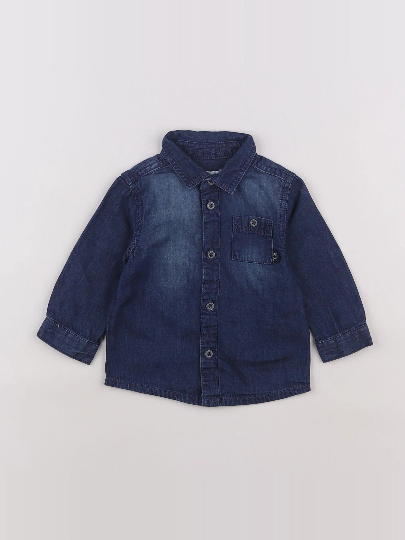 Vertbaudet - chemise bleu - 6/9 mois