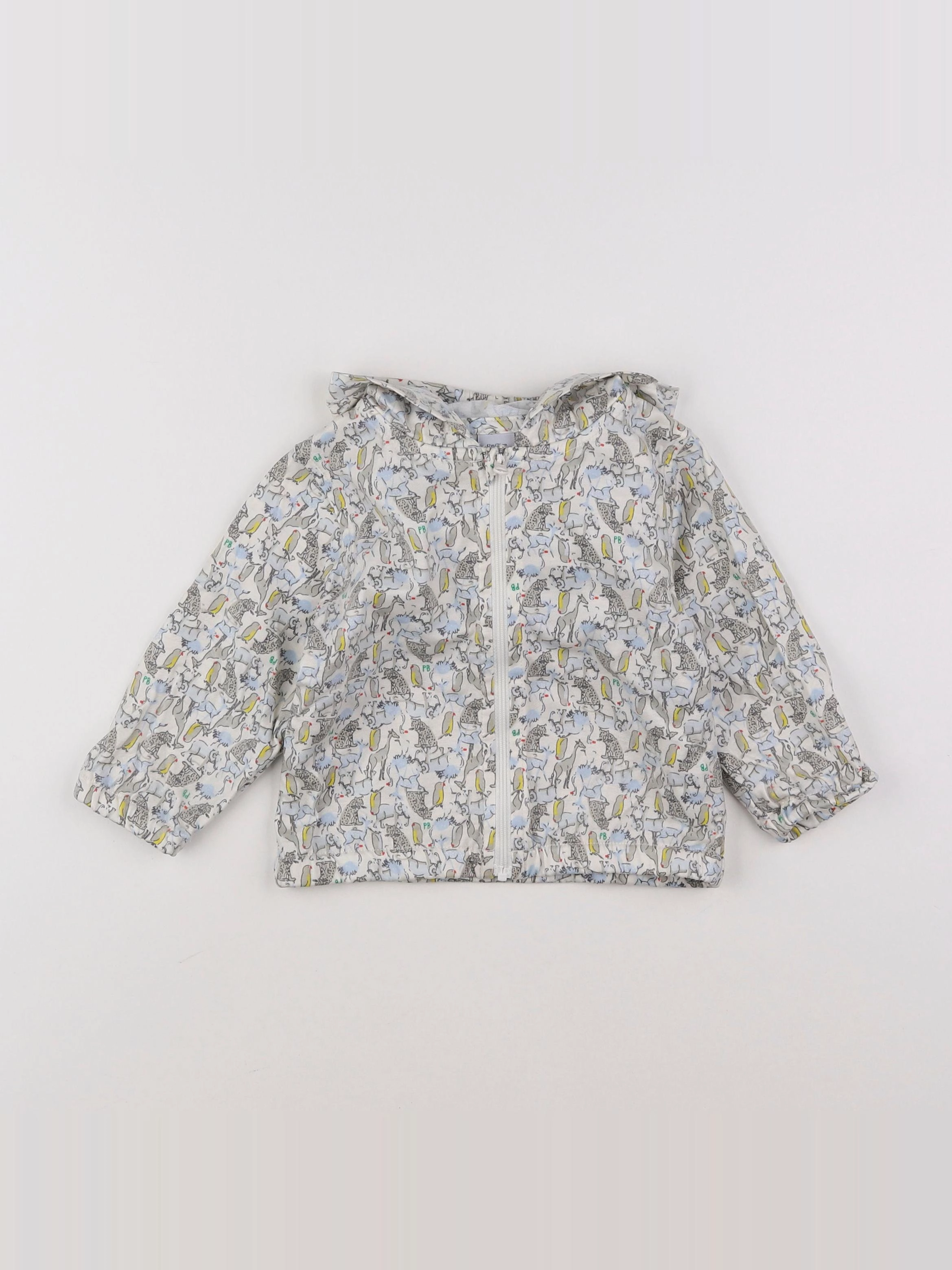 Petit Bateau - imperméable blanc, bleu - 12 mois
