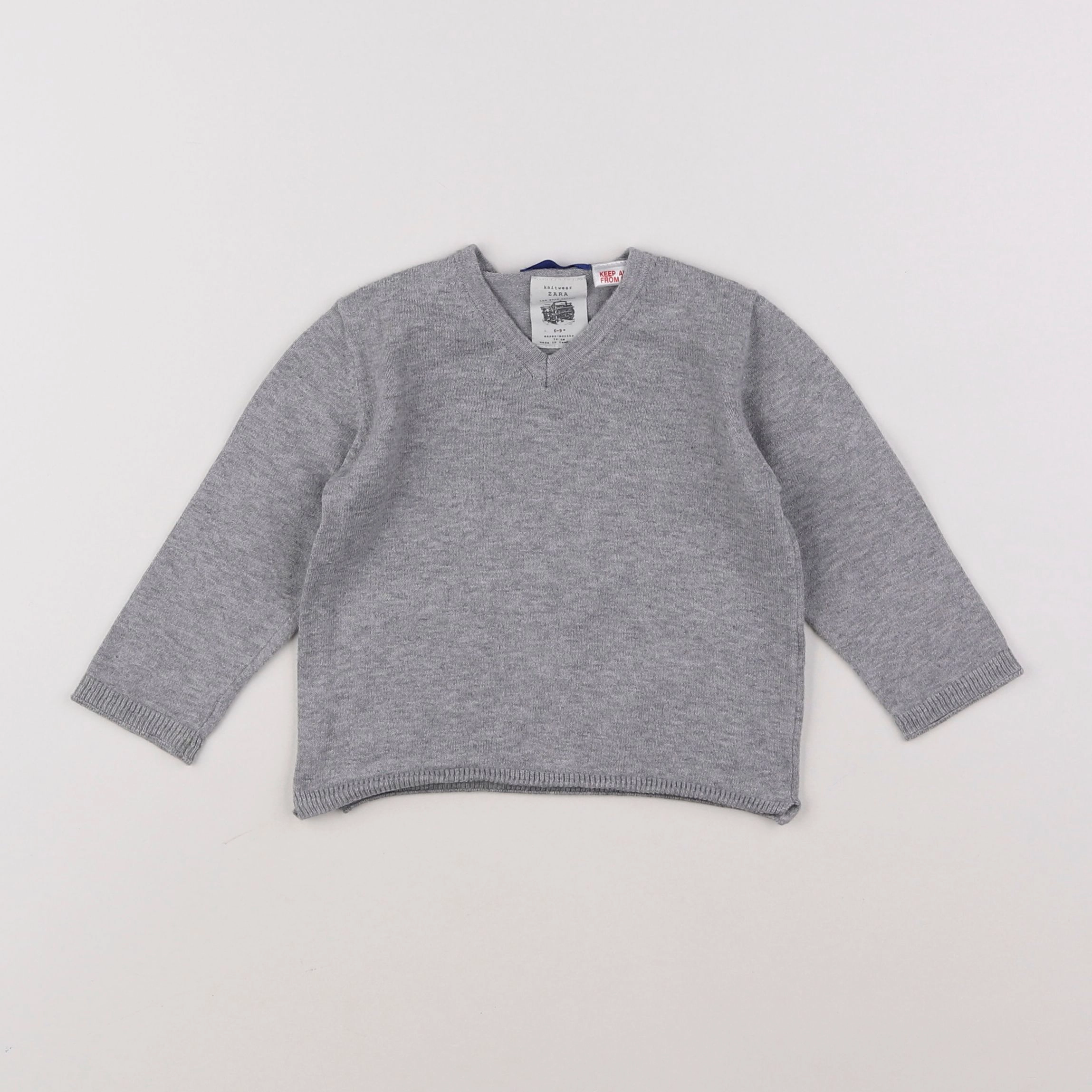 H&M - pull gris - 6/9 mois