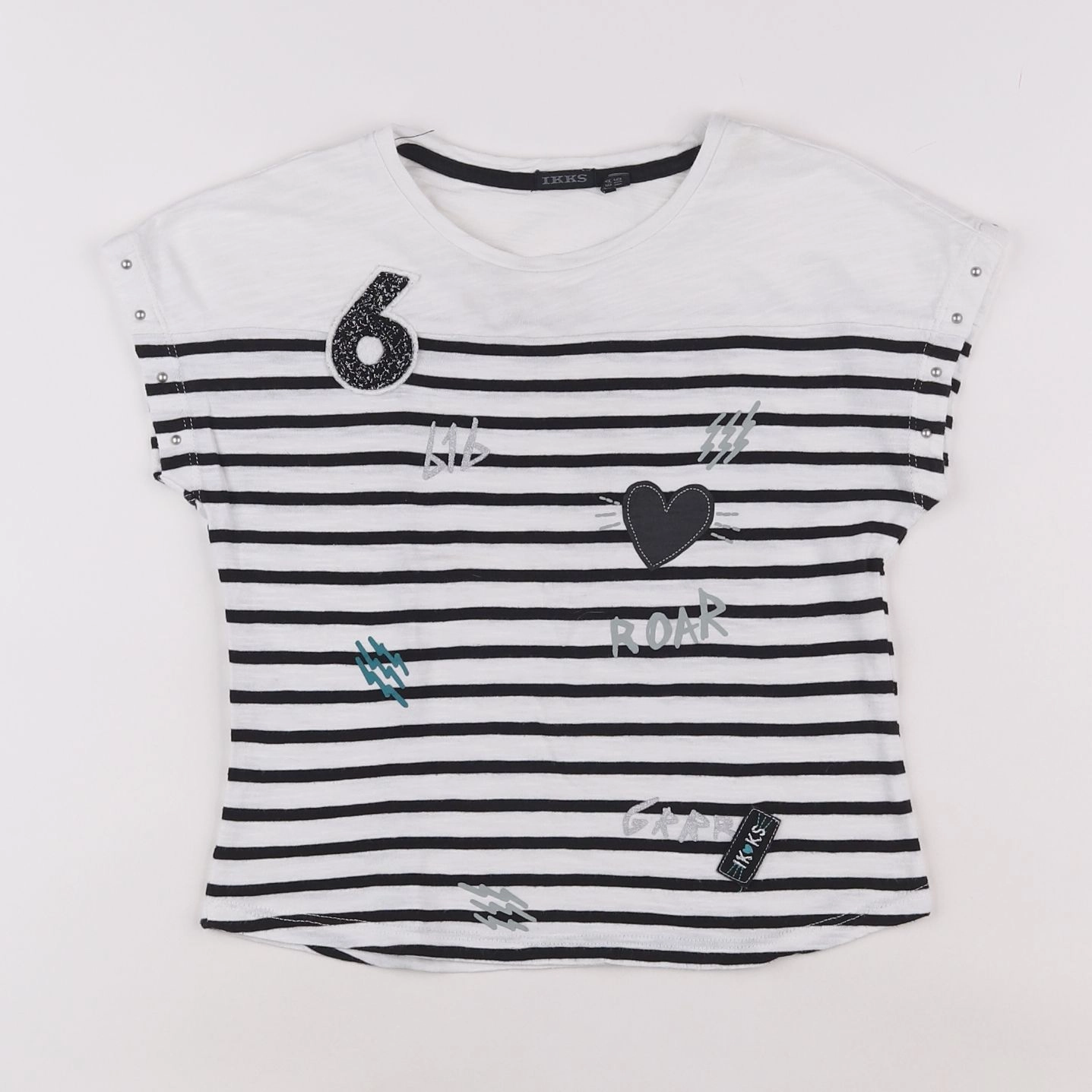IKKS - tee-shirt blanc, noir - 6 ans