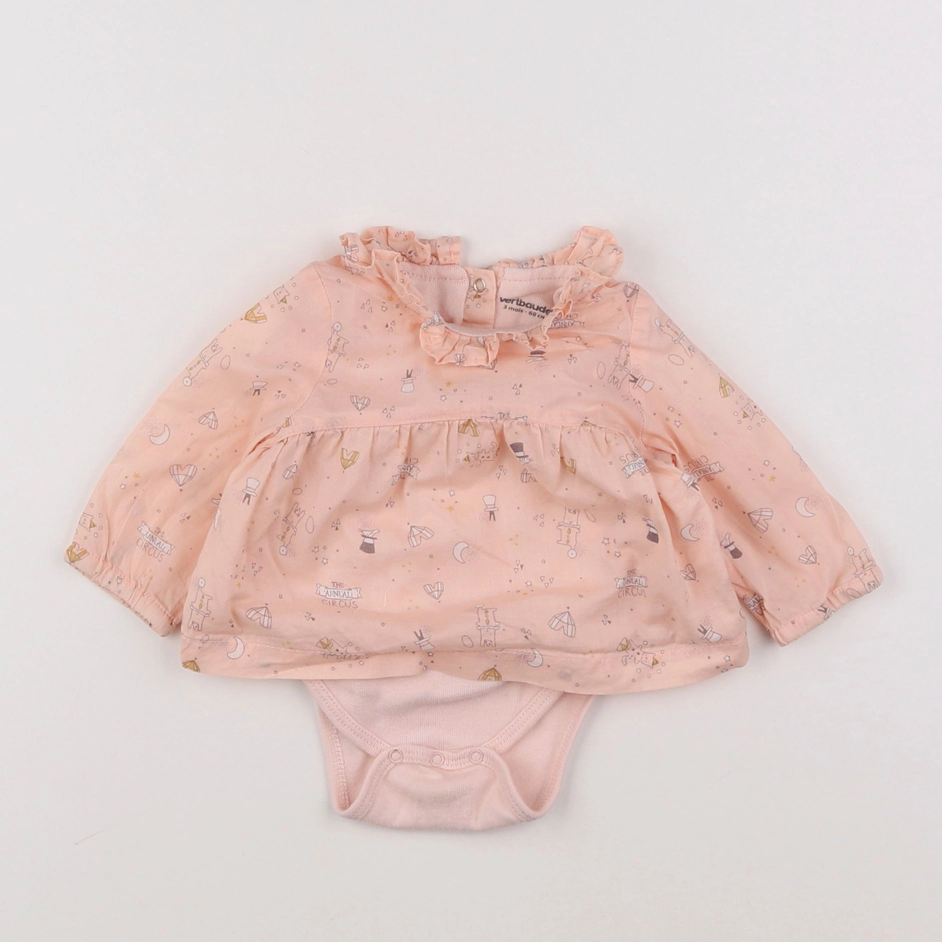 Vertbaudet - body blouse rose - 3 mois