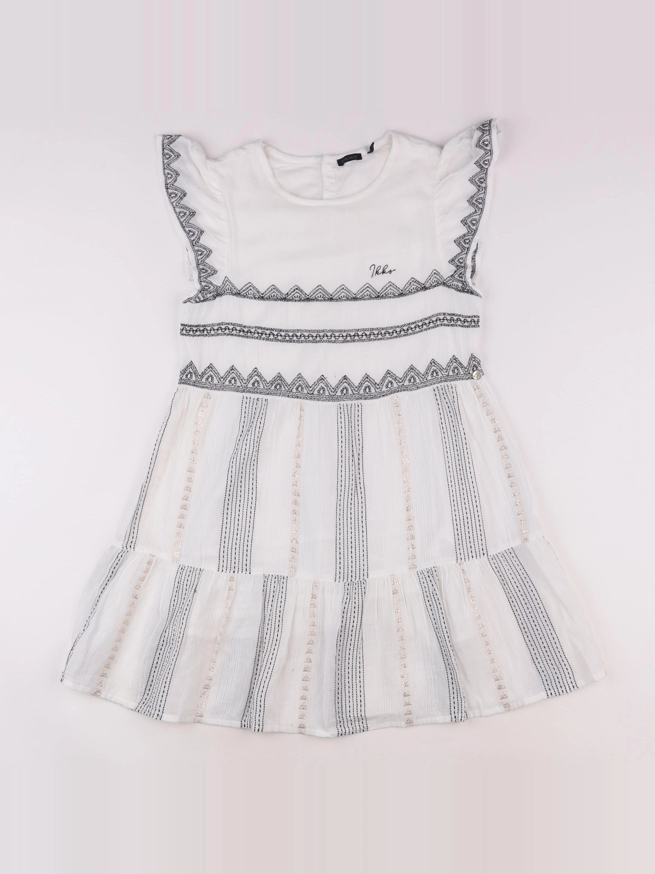 IKKS - robe blanc, noir - 10 ans