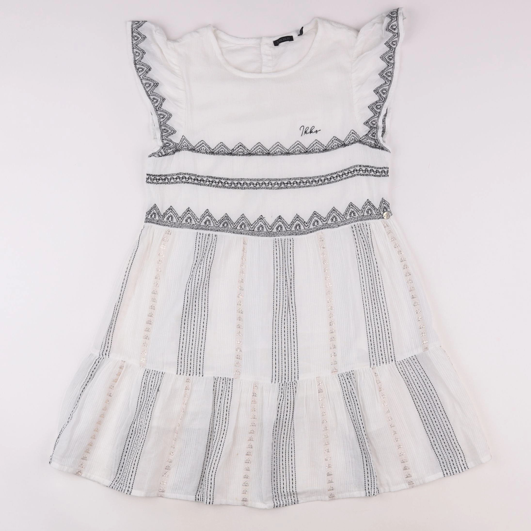 IKKS - robe blanc, noir - 10 ans