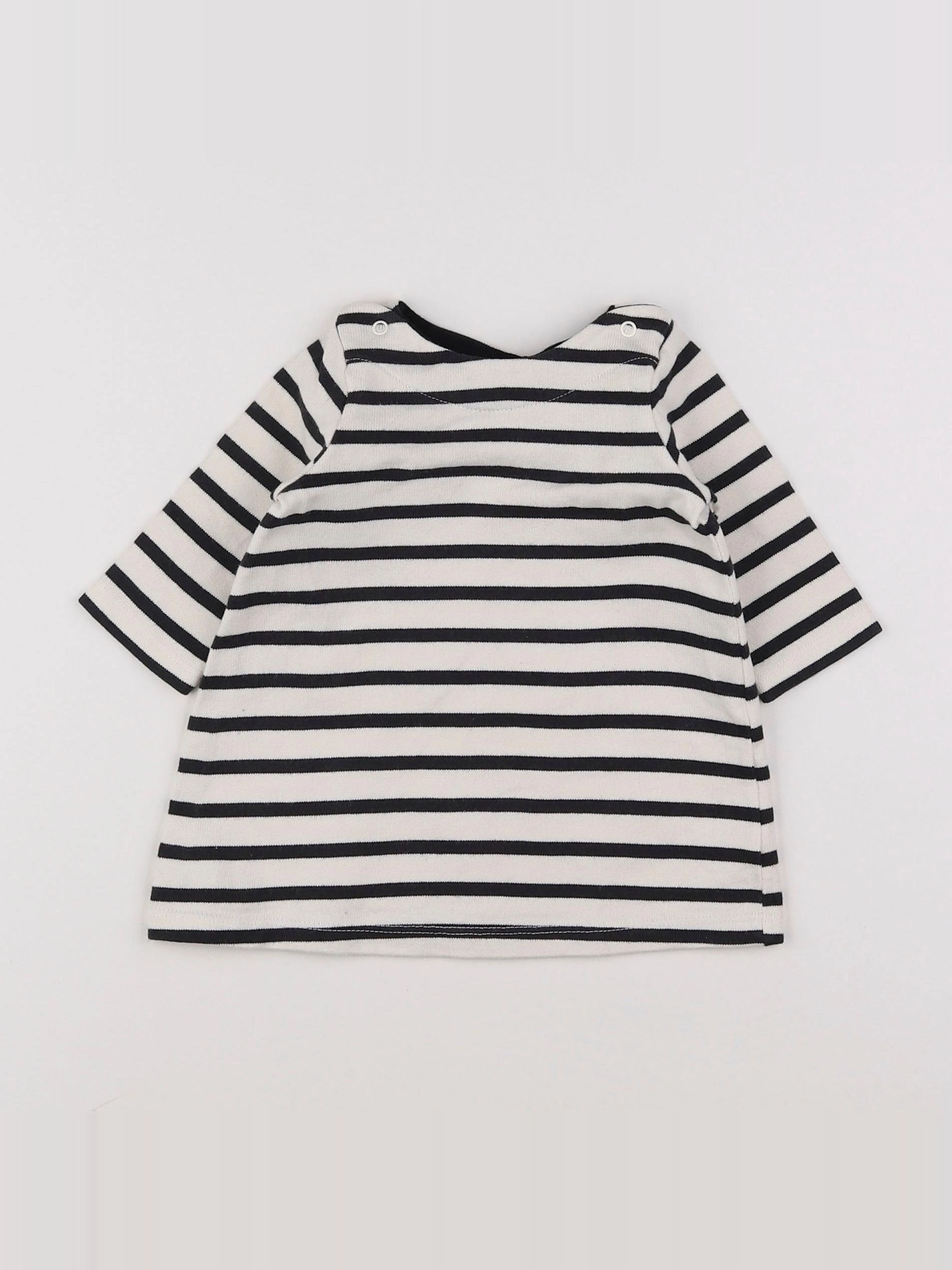 Petit Bateau - robe blanc, bleu - 3 mois
