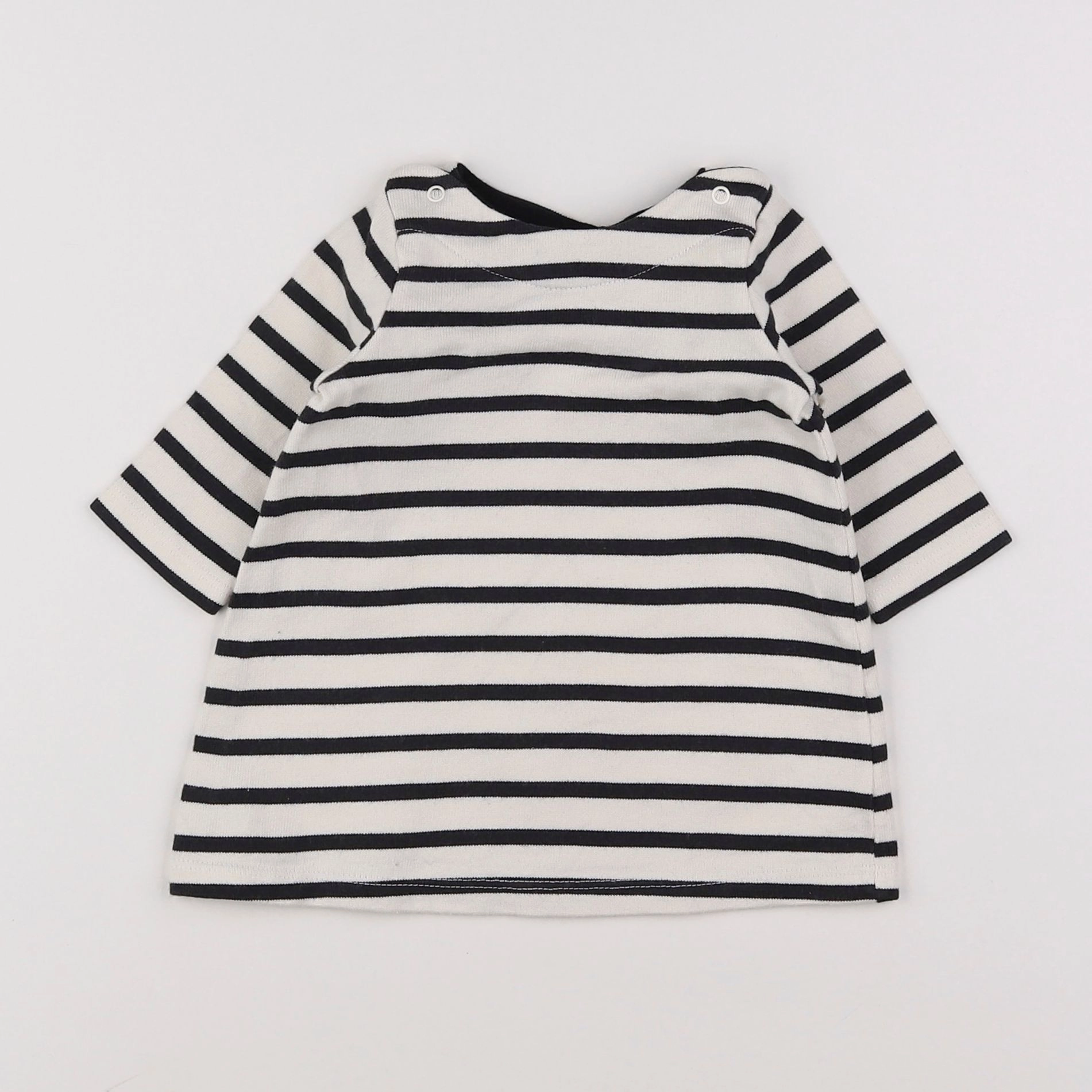 Petit Bateau - robe blanc, bleu - 3 mois