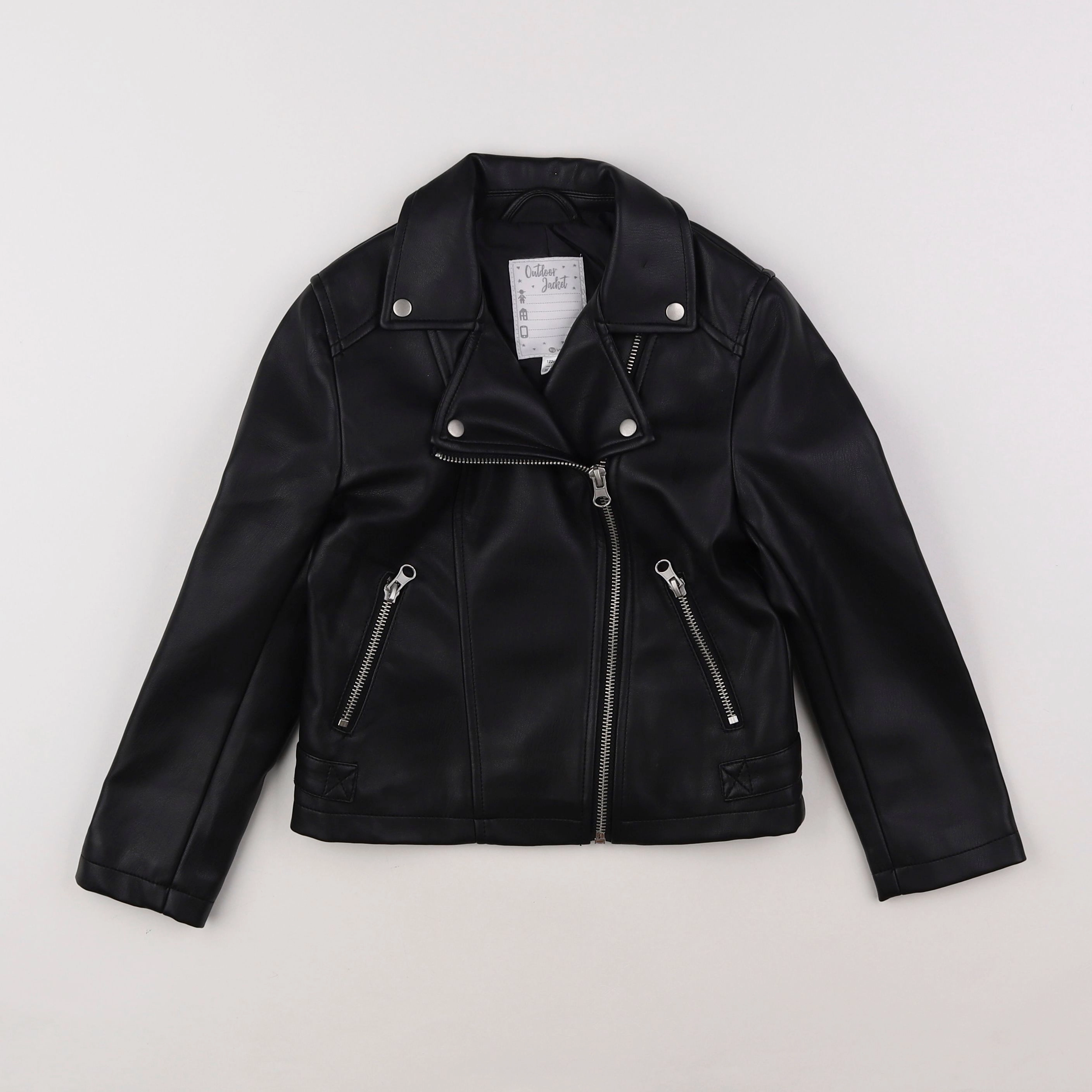 Vertbaudet - veste simili cuir noir - 7 ans