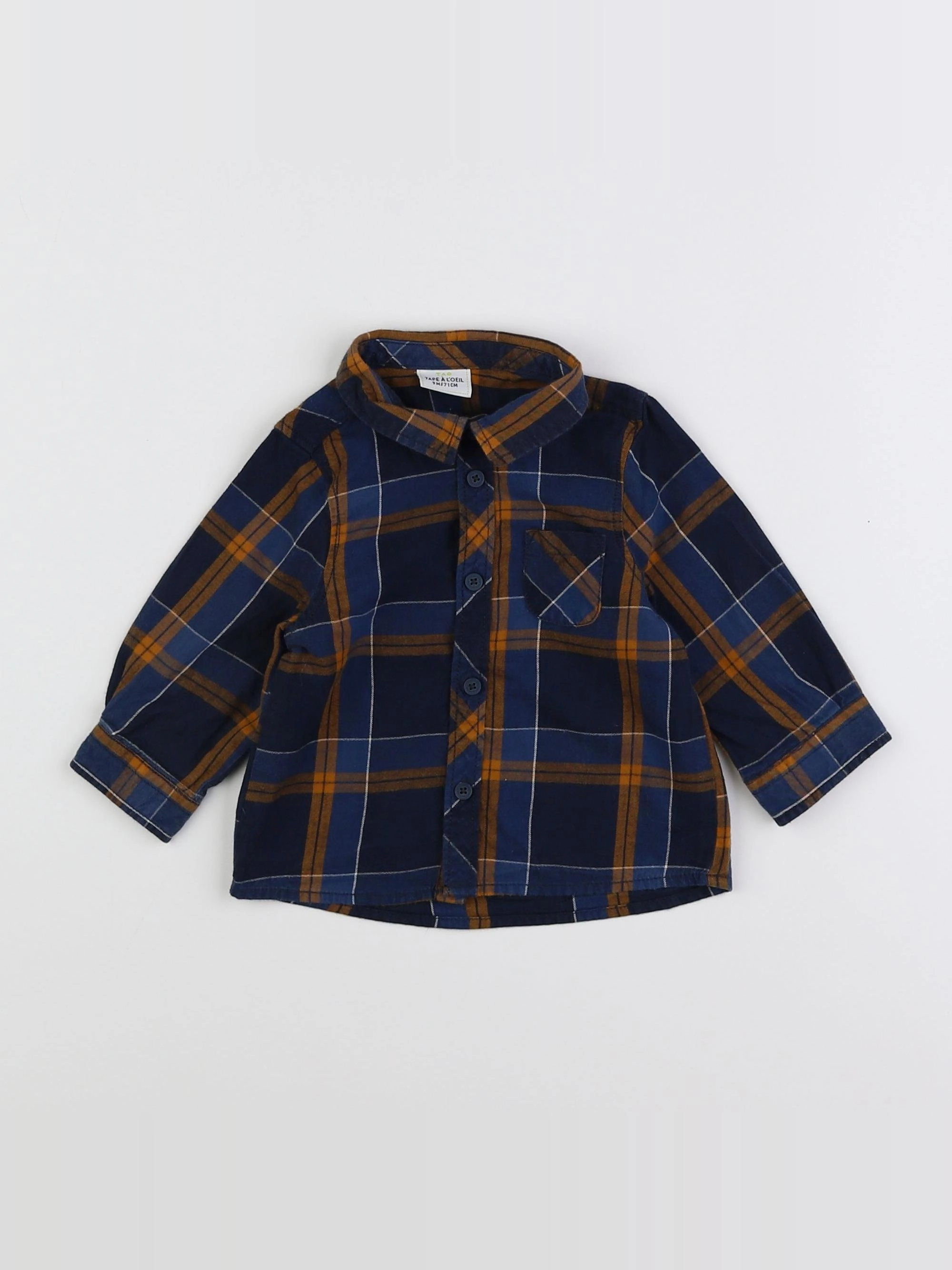 Tape à l'oeil - chemise bleu, marron - 9 mois