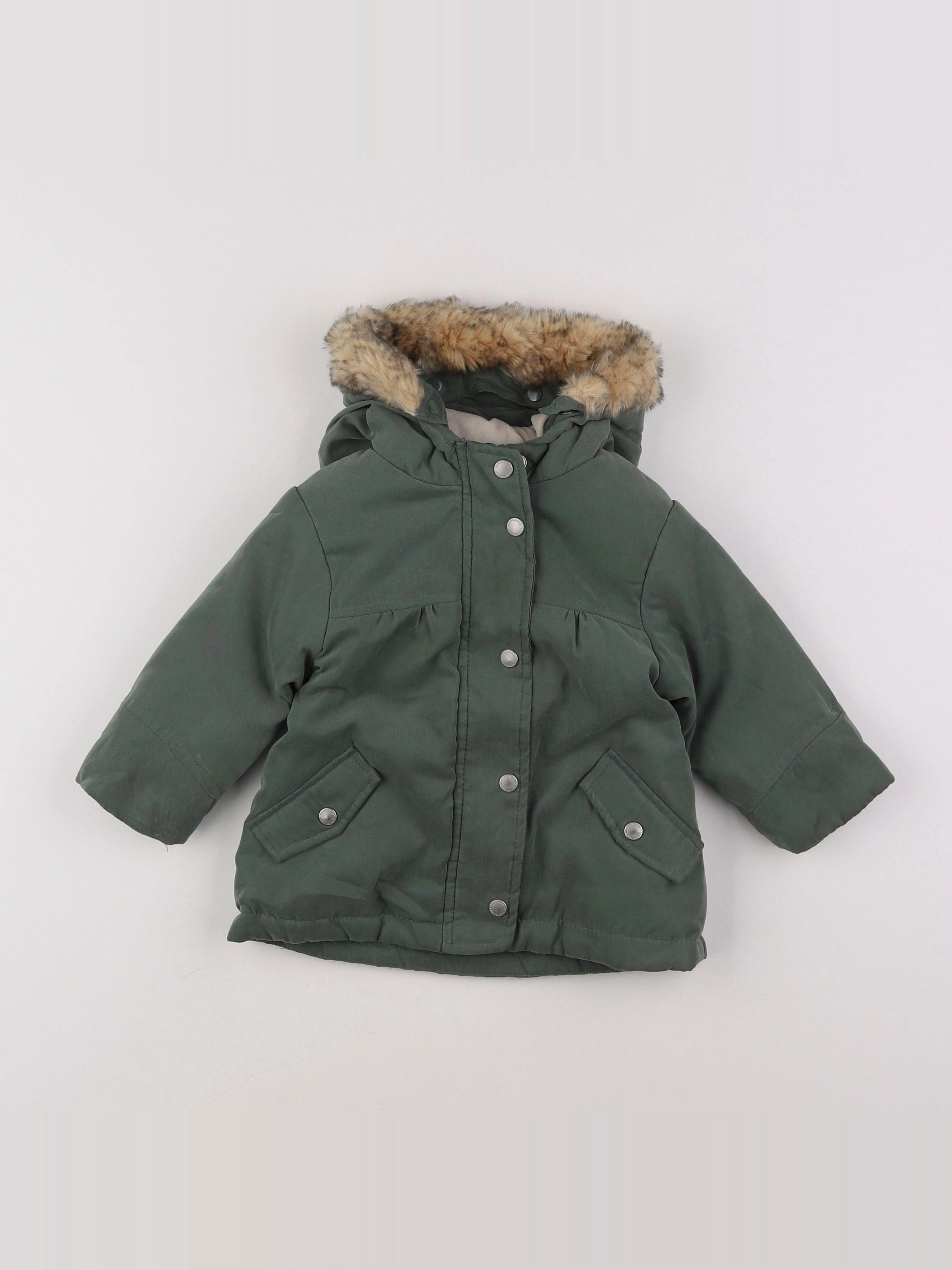 Vertbaudet - parka doublure amovible vert - 9 mois