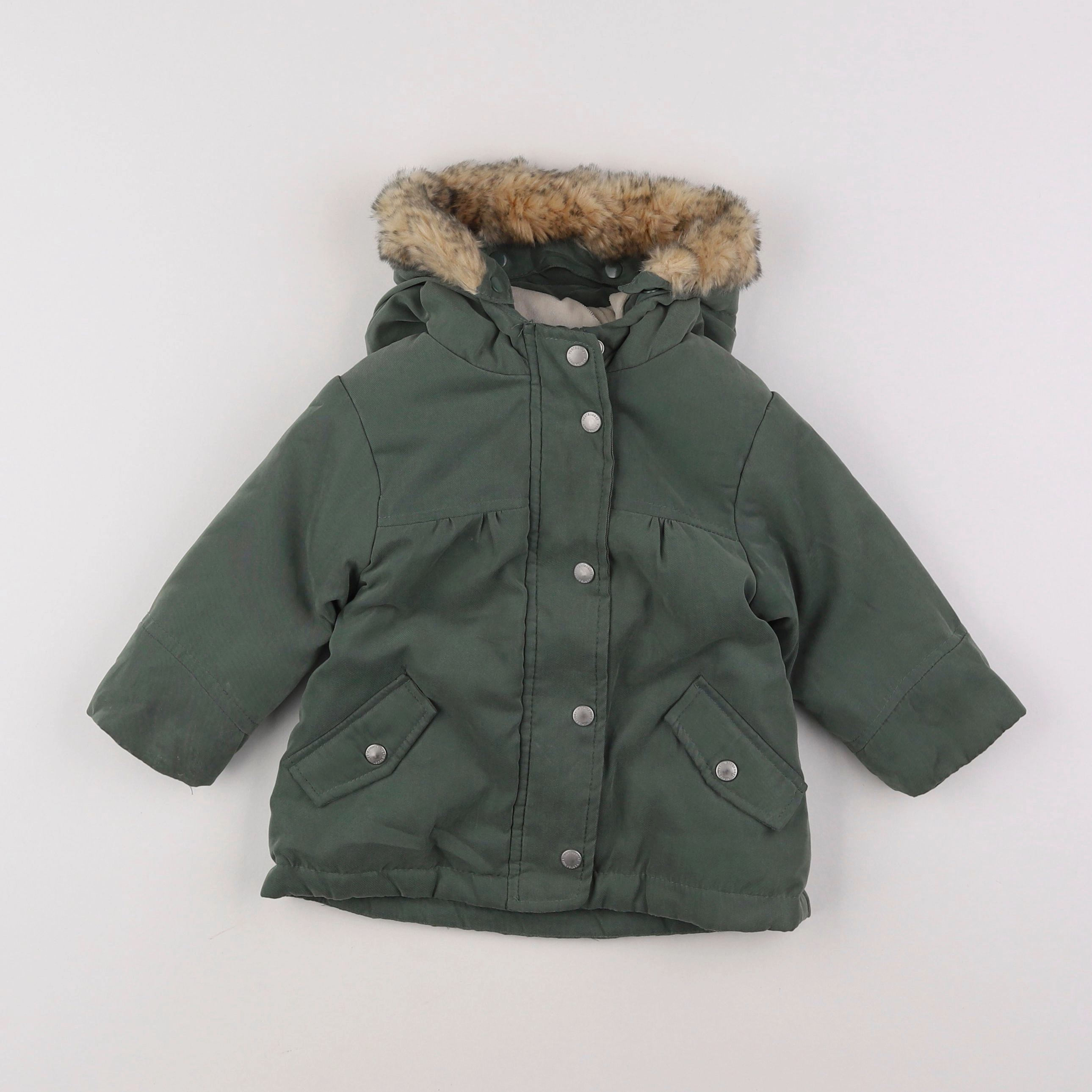 Vertbaudet - parka doublure amovible vert - 9 mois