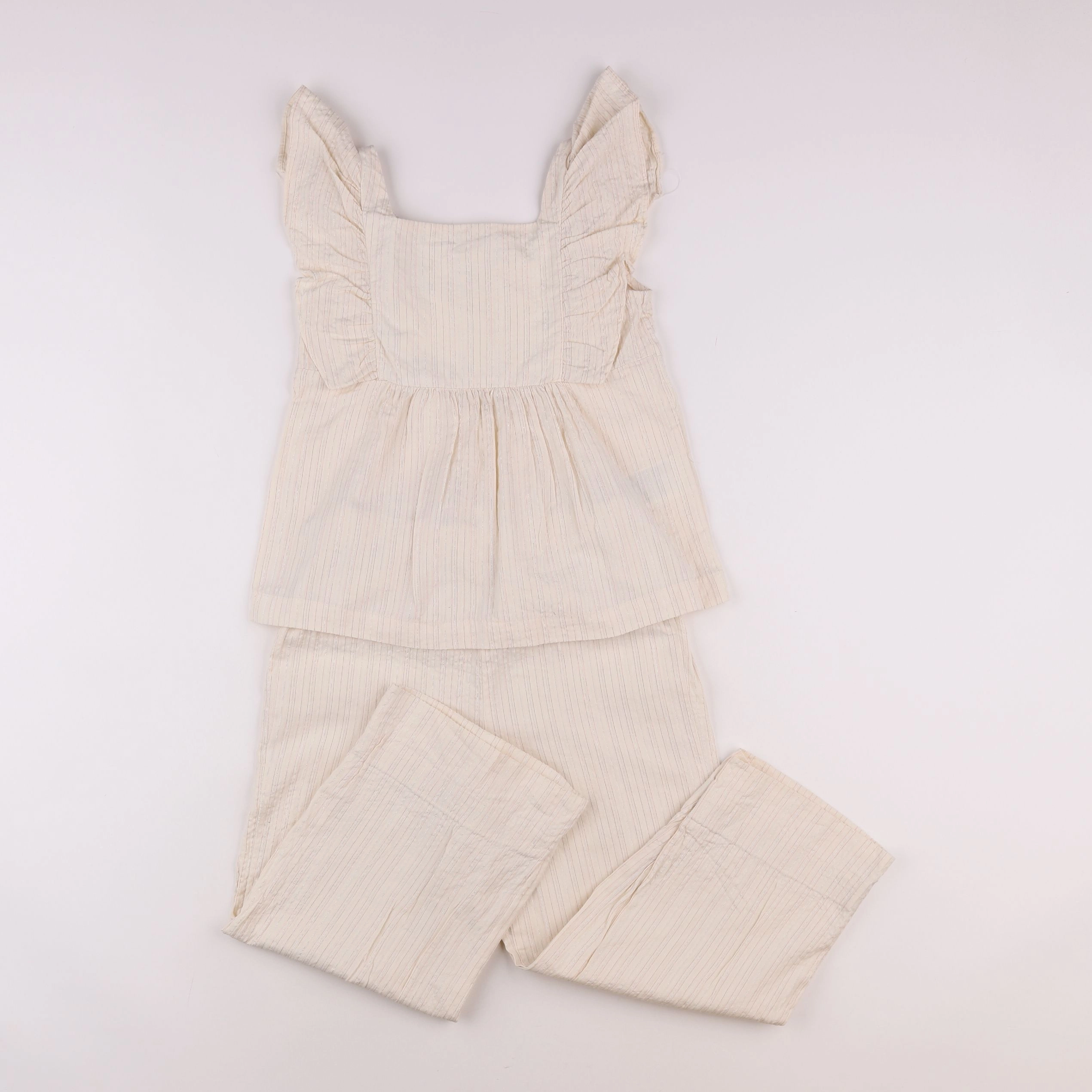 H&M - ensemble beige, argent - 7/8 ans