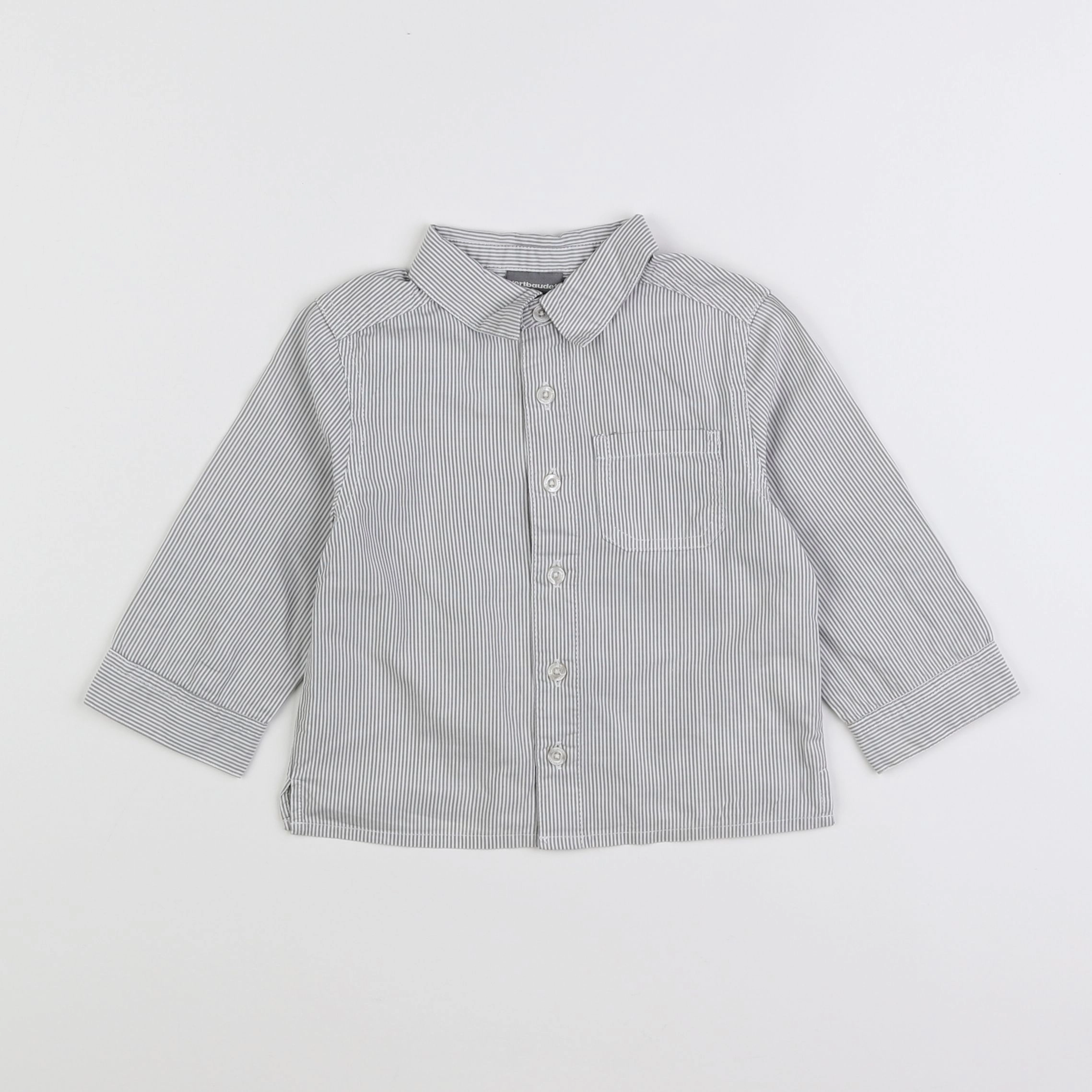 Vertbaudet - chemise blanc, gris - 18 mois