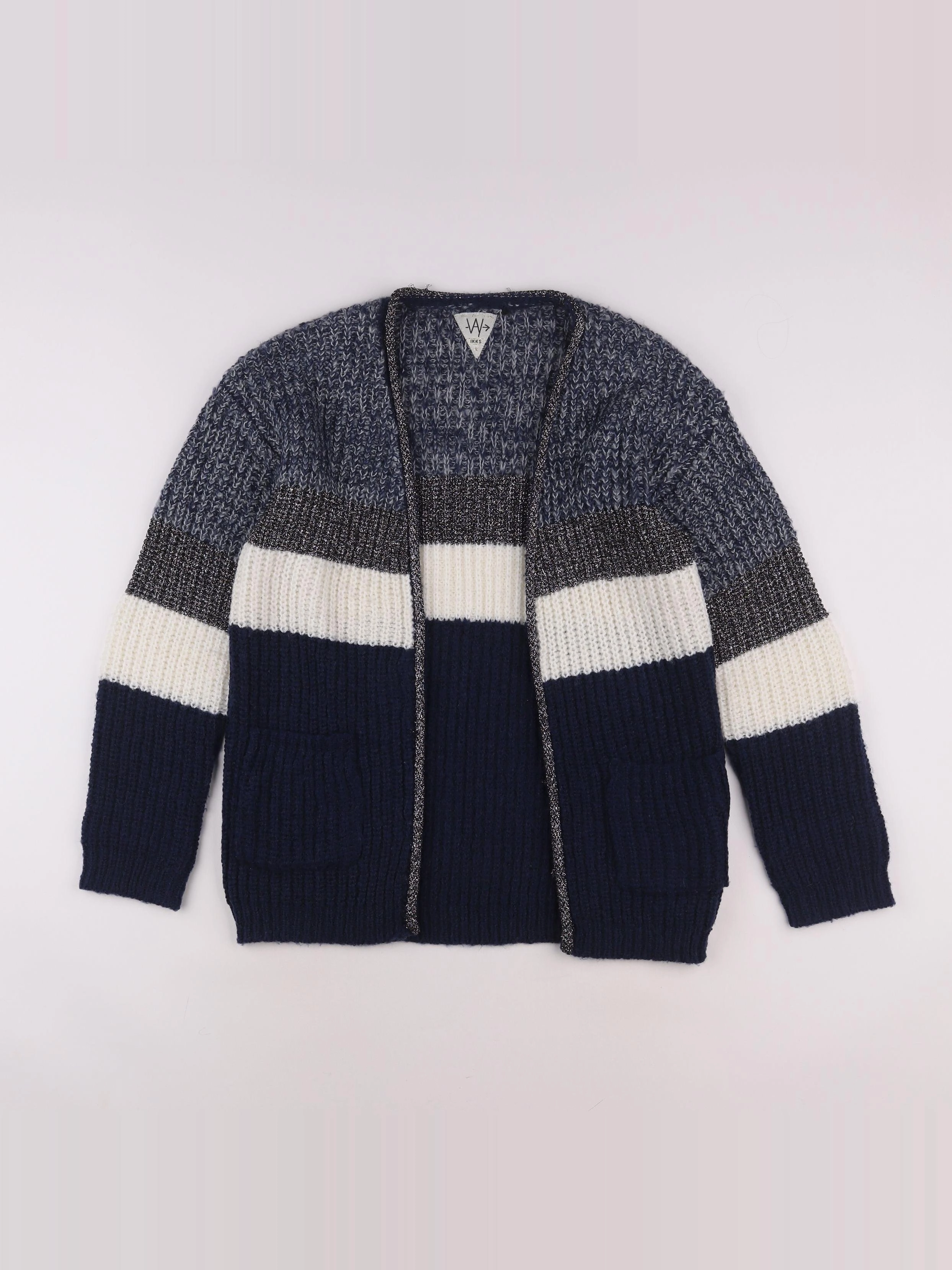 IKKS - gilet blanc, bleu, argent - 12/14 ans